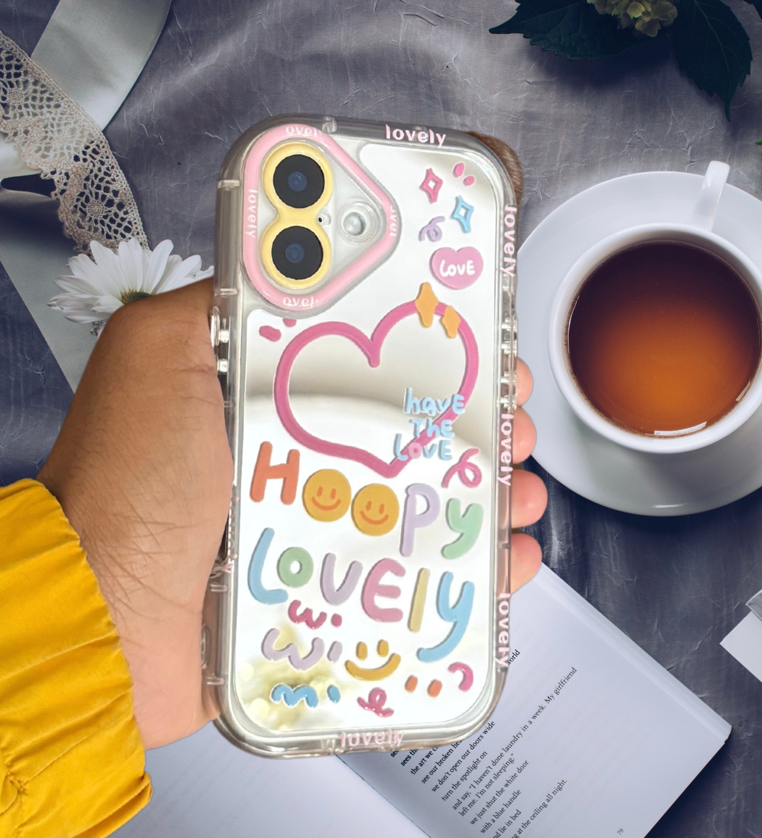 Cute Happy Heart Mirror Cover iPhone cover – JustAndBest India