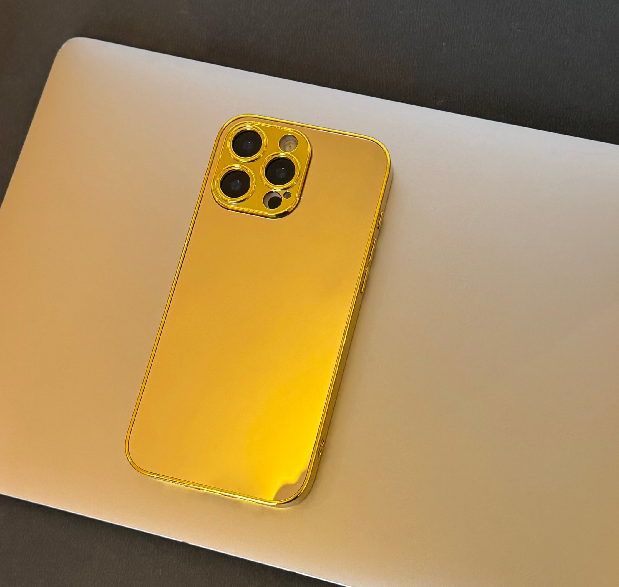 iPhone 15 Gold Electroplated Protection Case - lifestyle