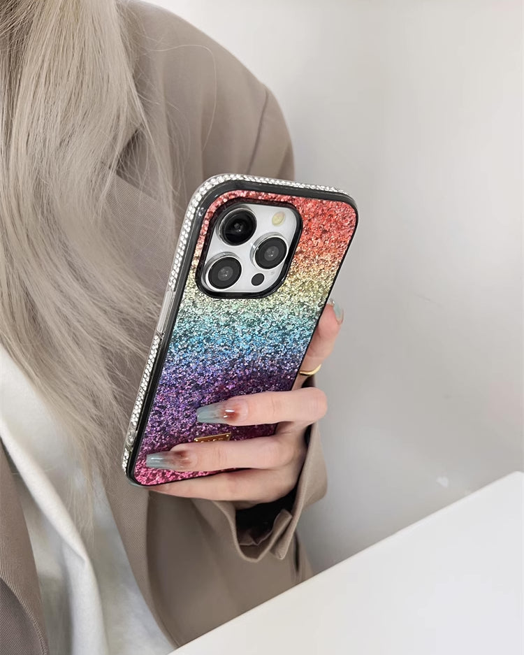 iPhone 12 case with rainbow glitter