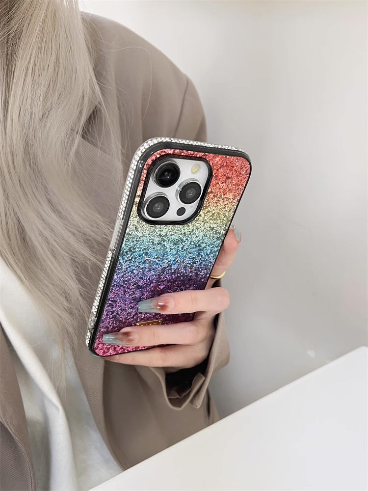 Rainbow Glitter Bling Rhinestones Luxury Cover iPhone cover – JustAndBest India