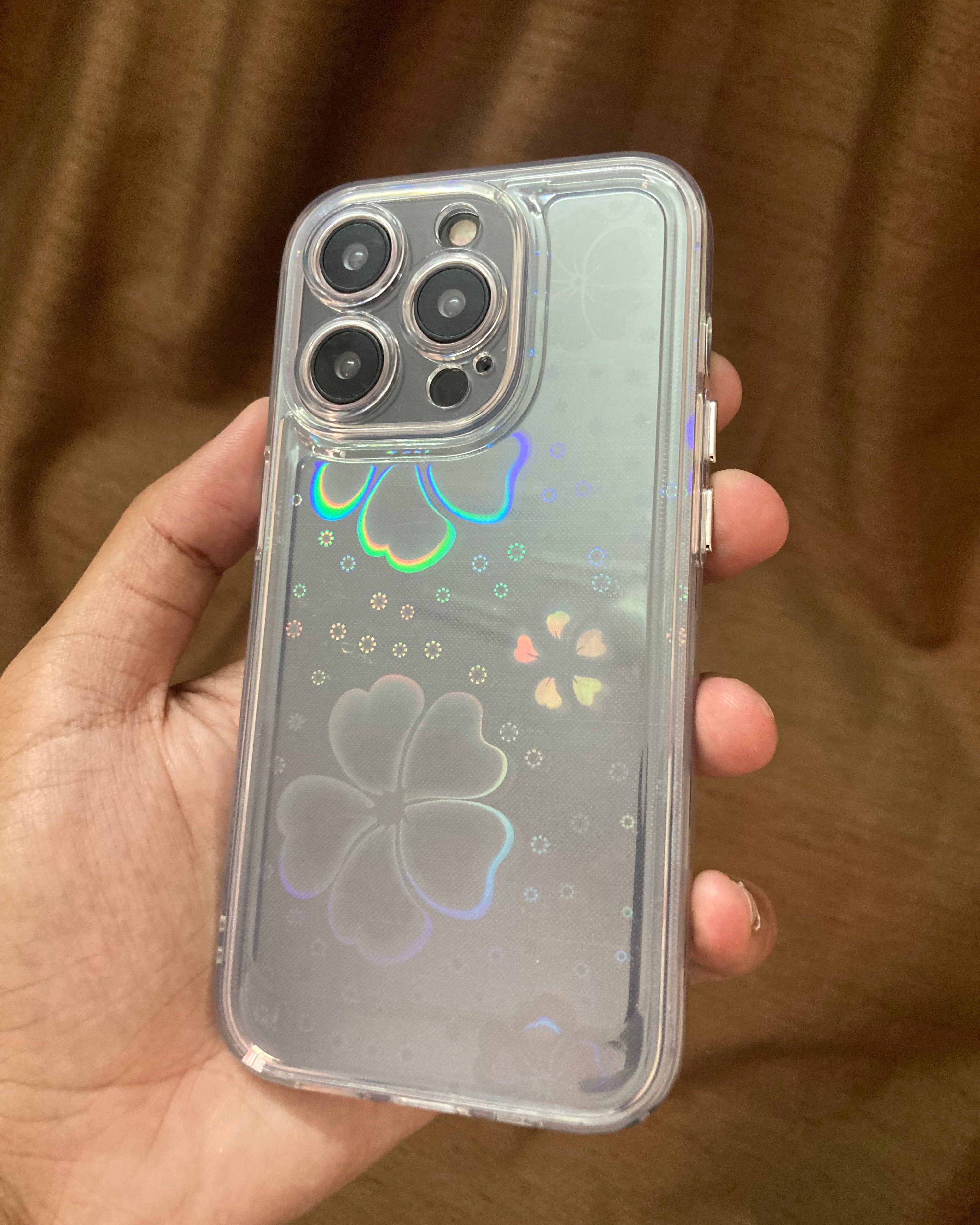 iPhone 13 Series Rainbow Floral Effect Transparent Cover - protective case detail