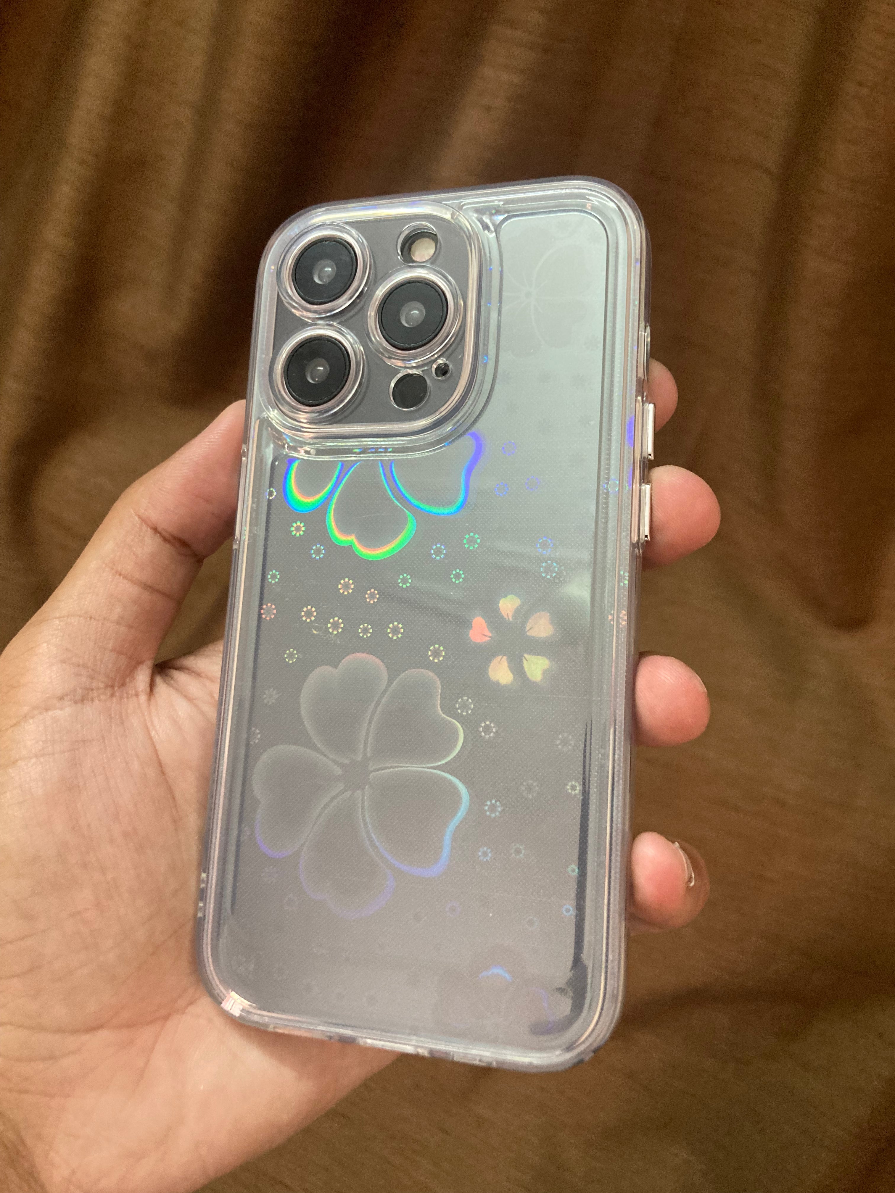 iPhone 13 Series Rainbow Floral Effect Transparent Cover - protective case detail