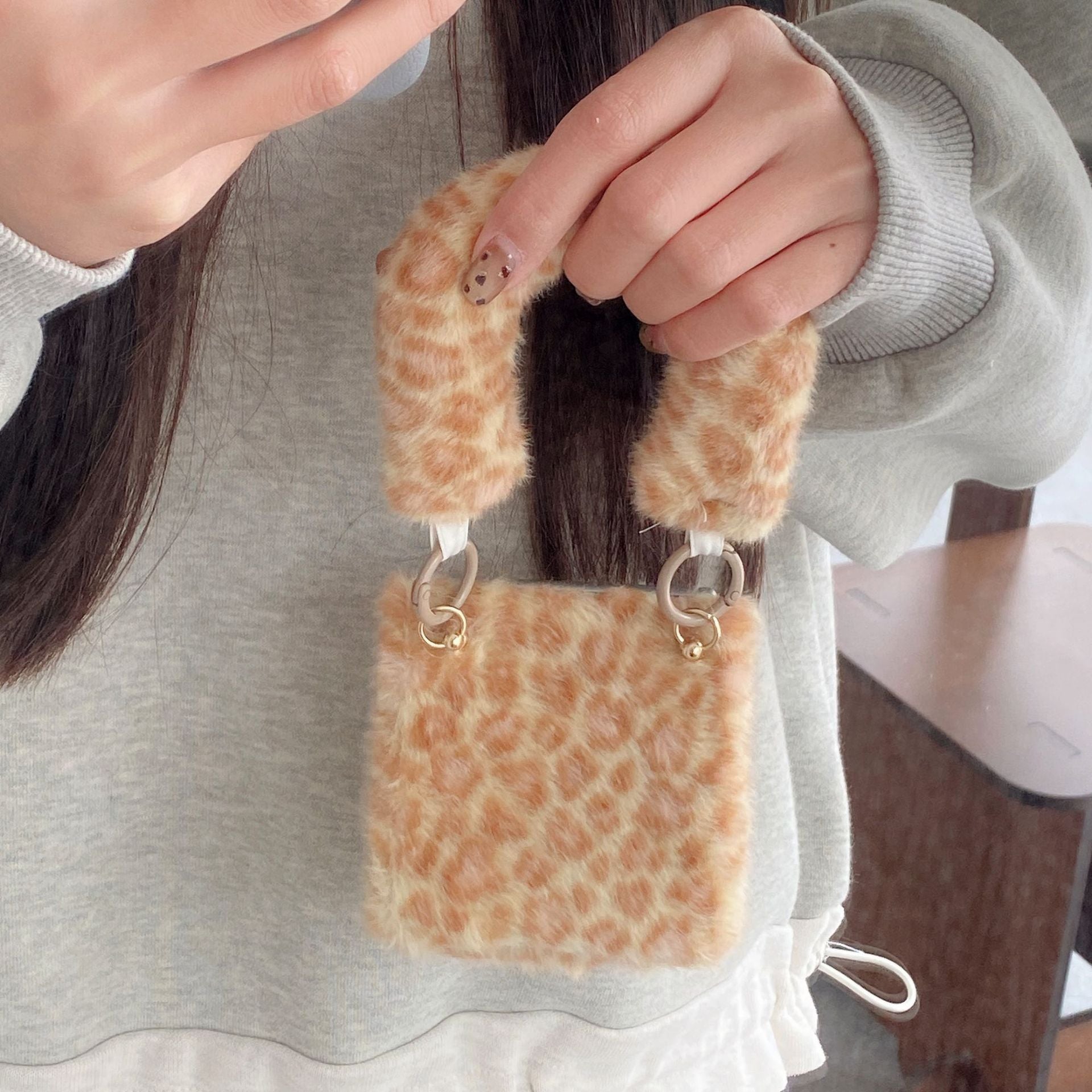 Samsung Galaxy Z Flip 5 Leopard Plush Loop Case - protective case detail