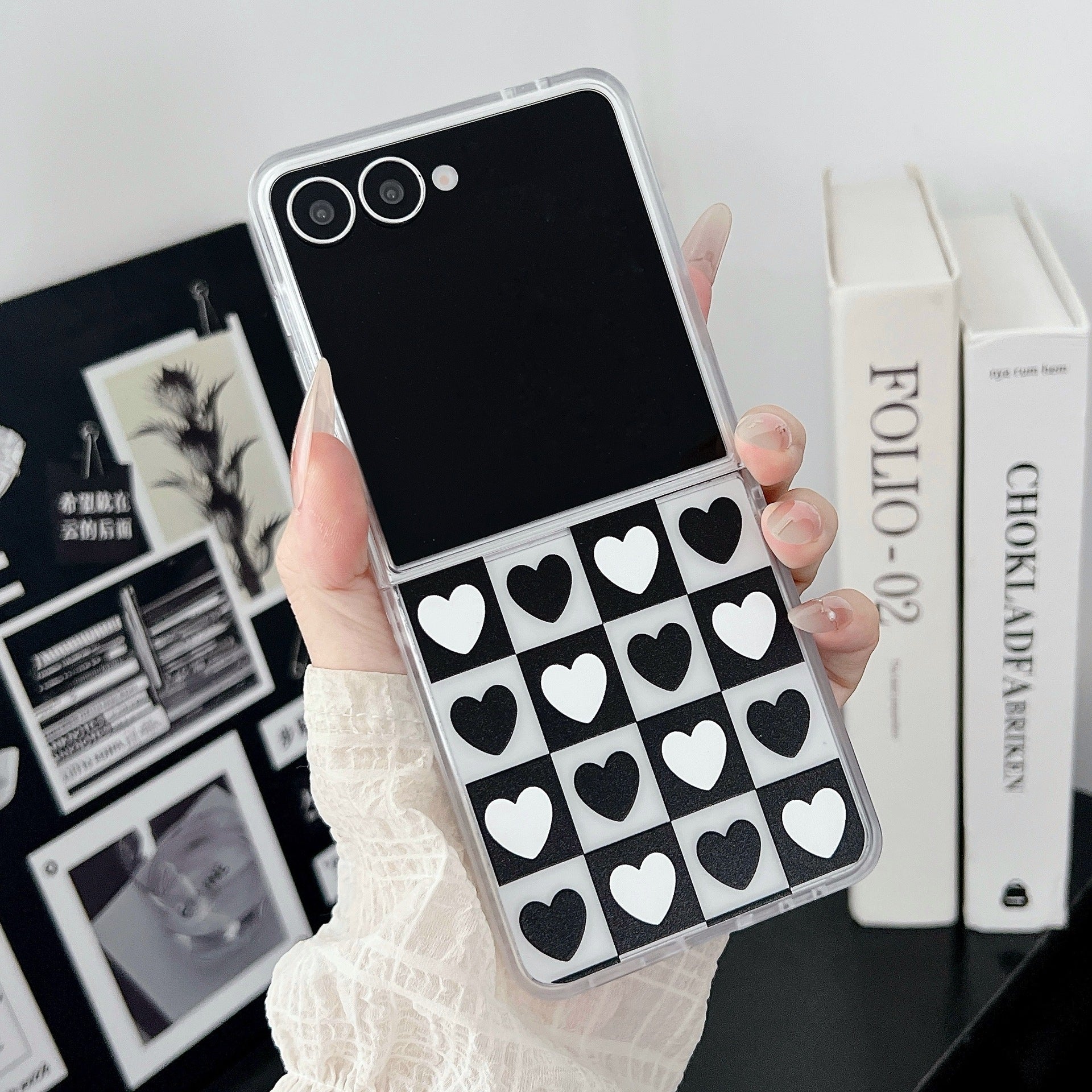 Samsung Galaxy Z Flip 5 Checkmate Luxe Hearts Case with - lifestyle
