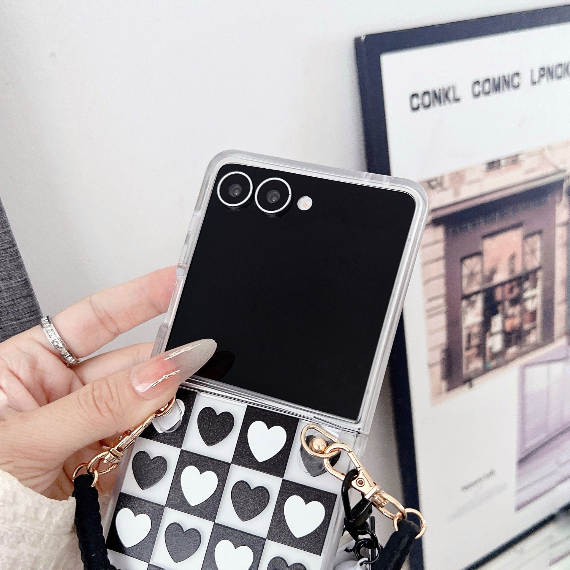 Samsung Galaxy Z Flip 5 Checkmate Luxe Hearts Case with - case features