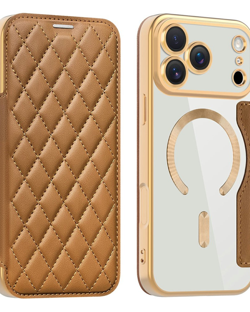 Gold Electroplated Premium Leather Luxury Flip Cover iPhone cover – JustAndBest India