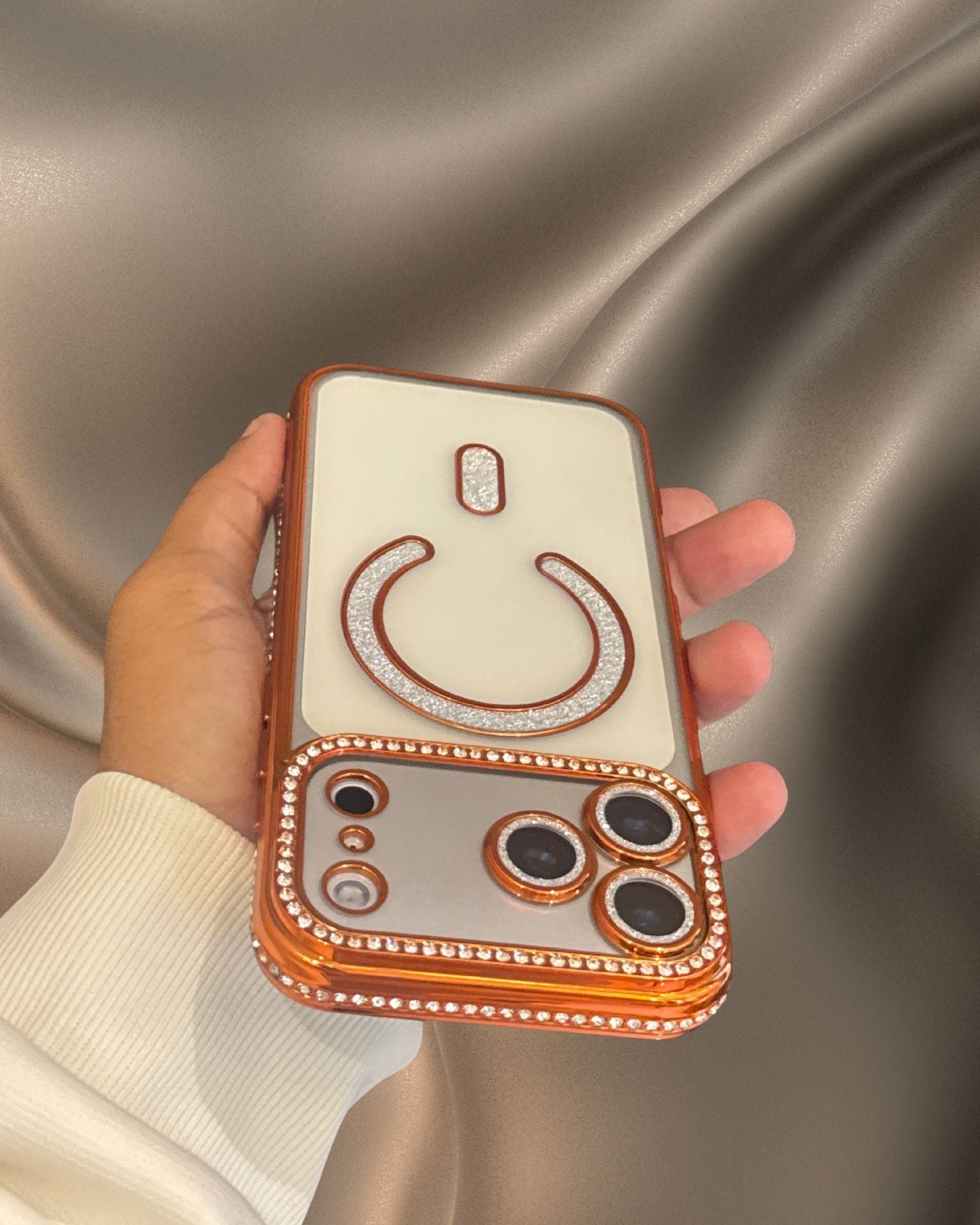 Luxury Orange Electroplated Diamond Rhinestones Cover iPhone cover – JustAndBest India