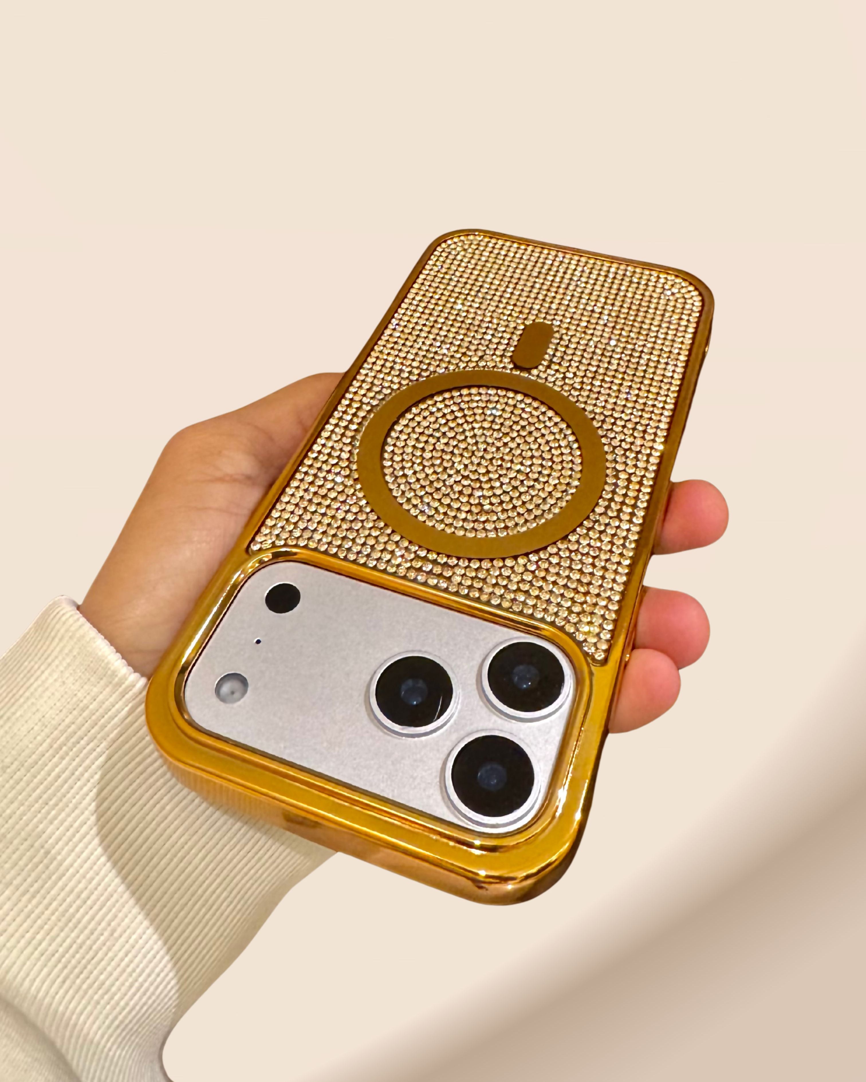 Royal Gold Diamond Rhinestones Luxury Cover iPhone cover – JustAndBest India