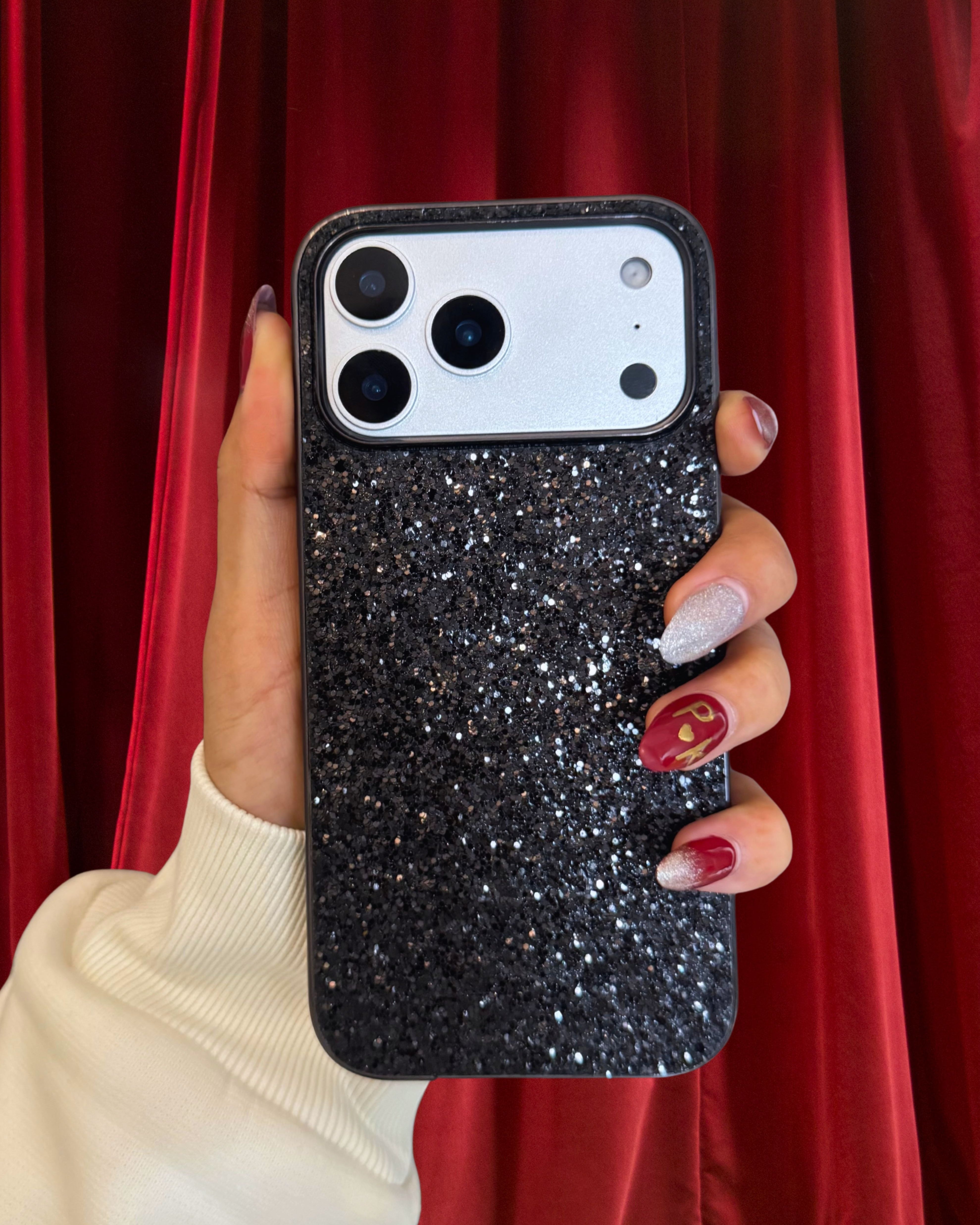 Midnight Black Glitter Bling Sequin Cover iPhone cover – JustAndBest India