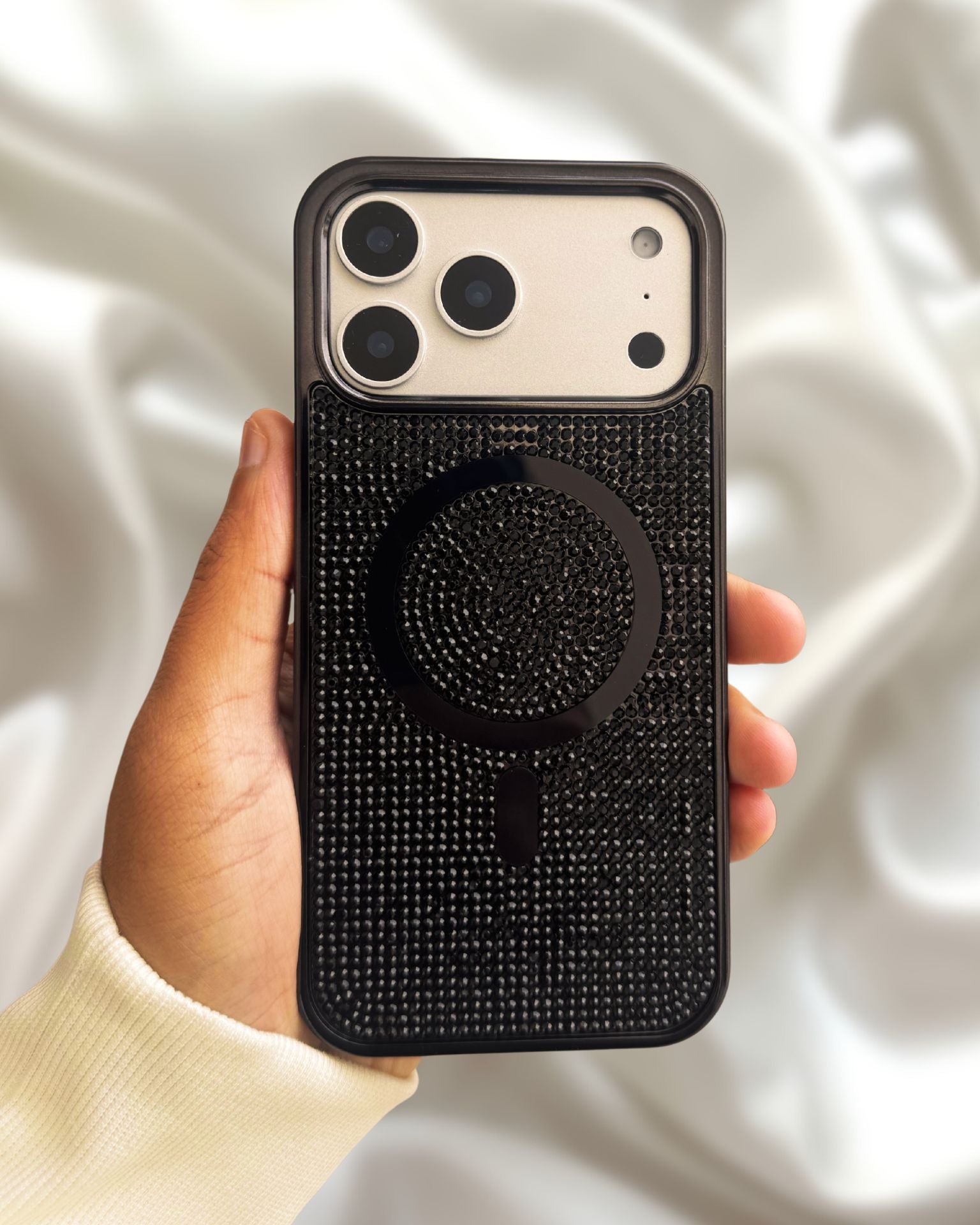 Onyx Black Diamond Rhinestones Luxury Cover iPhone cover – JustAndBest India