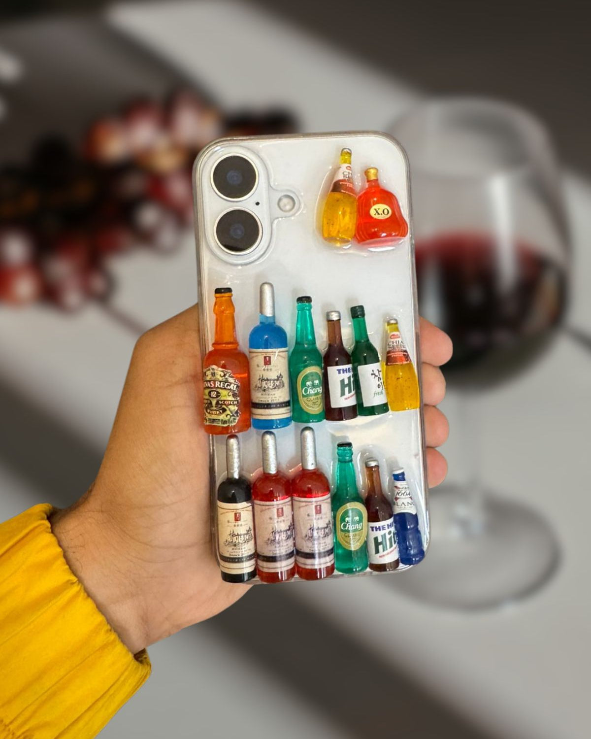 iPhone 16 Series 3D Wine Bottles Transparent Cover | Clear Slim Case