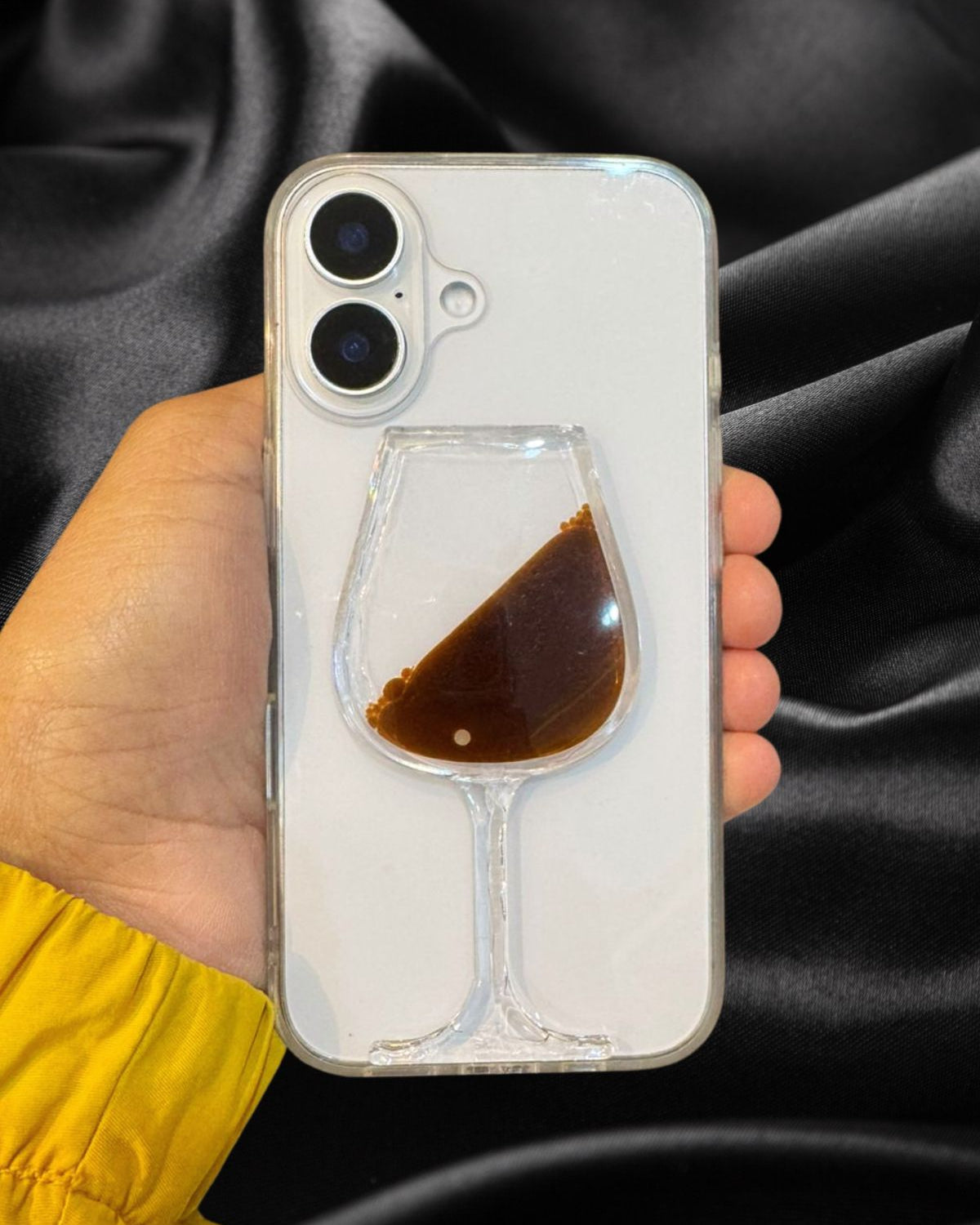 iPhone 16 Series Classy Wine Glass Transparent Cover | Clear Slim Case