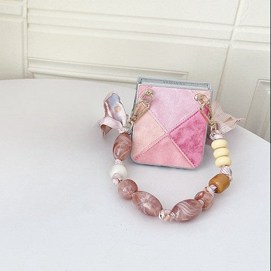 Samsung Galaxy Z Flip 5 Pink Opulence Gemstones Bracelet Charm Cover - phone case