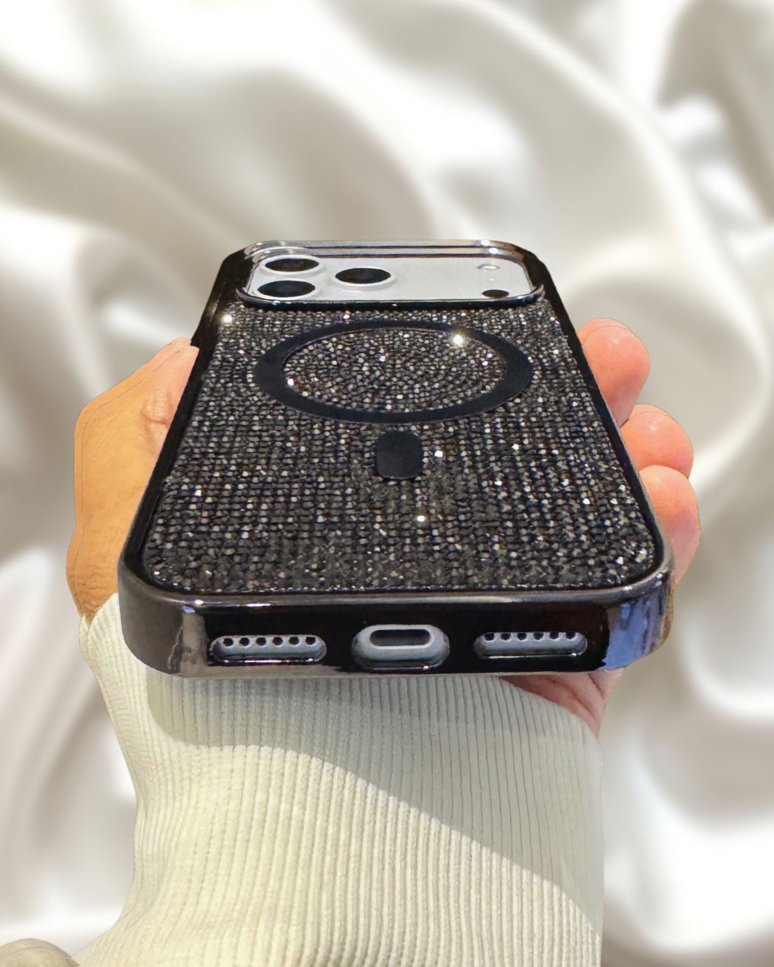 Onyx Black Diamond Rhinestones Luxury Cover iPhone cover – JustAndBest India