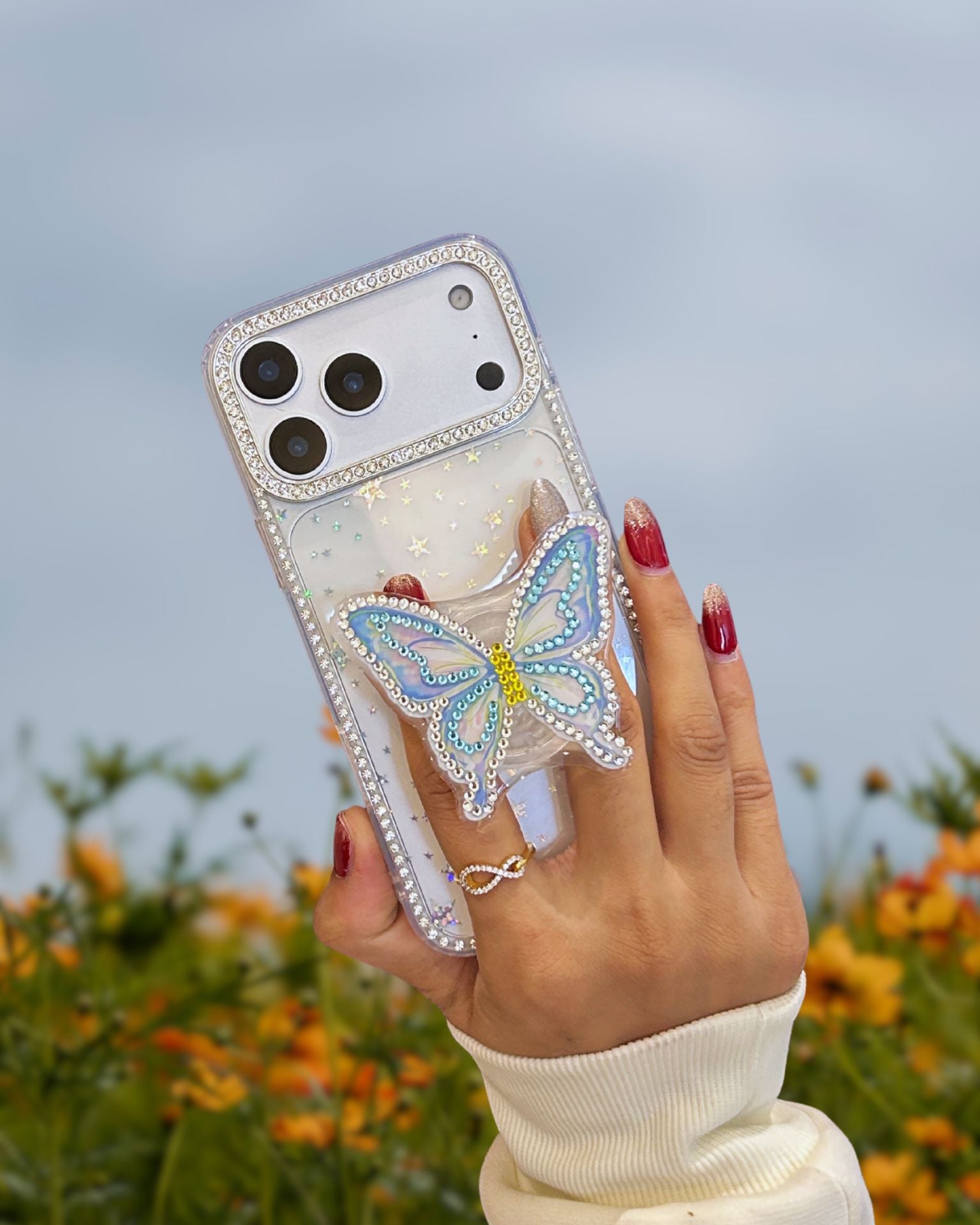 Butterfly Diamond Rhinestones Gripper Cover – phone accessory by JustAndBest India