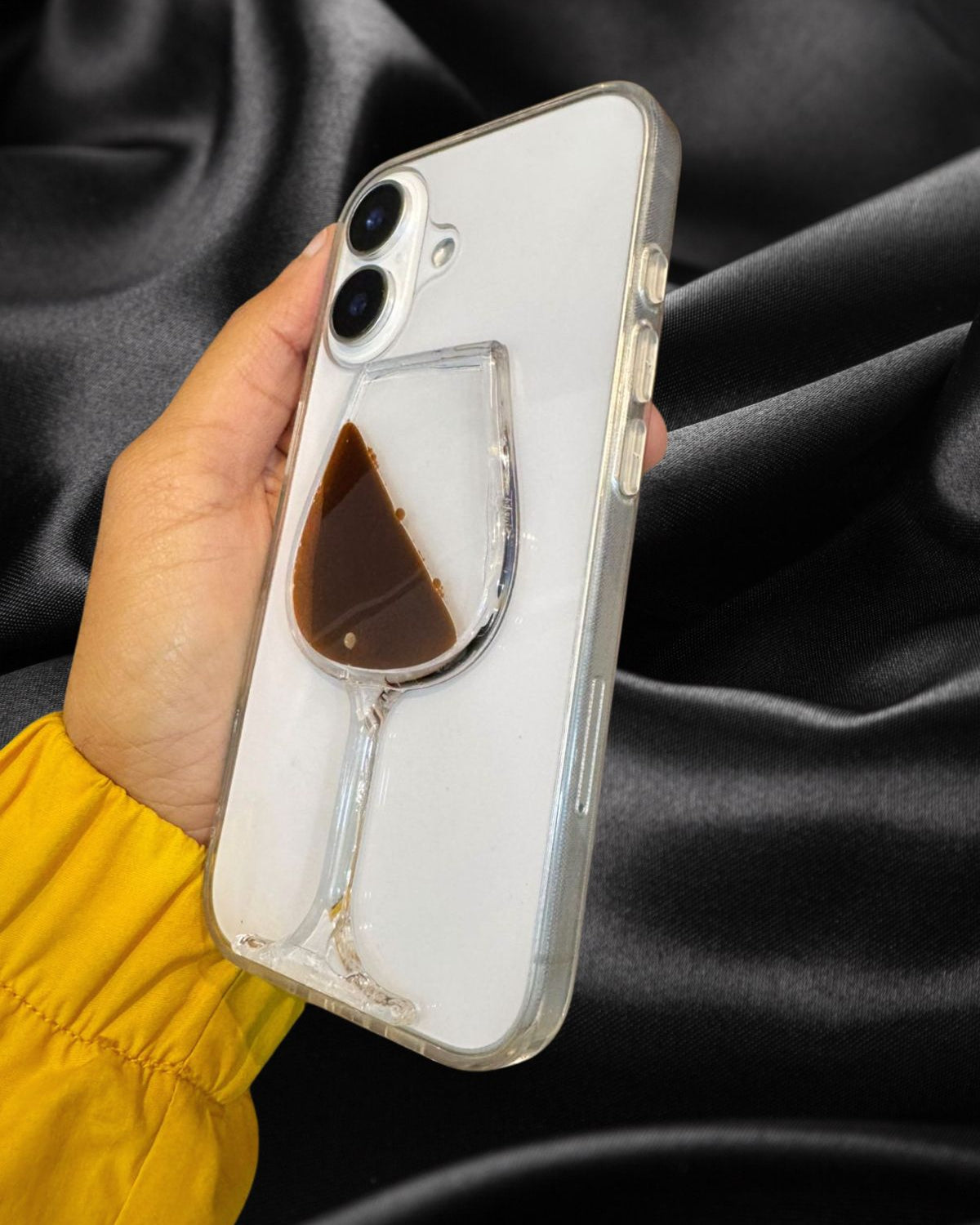 iPhone 16 Series Classy Wine Glass Transparent Cover - protective case detail