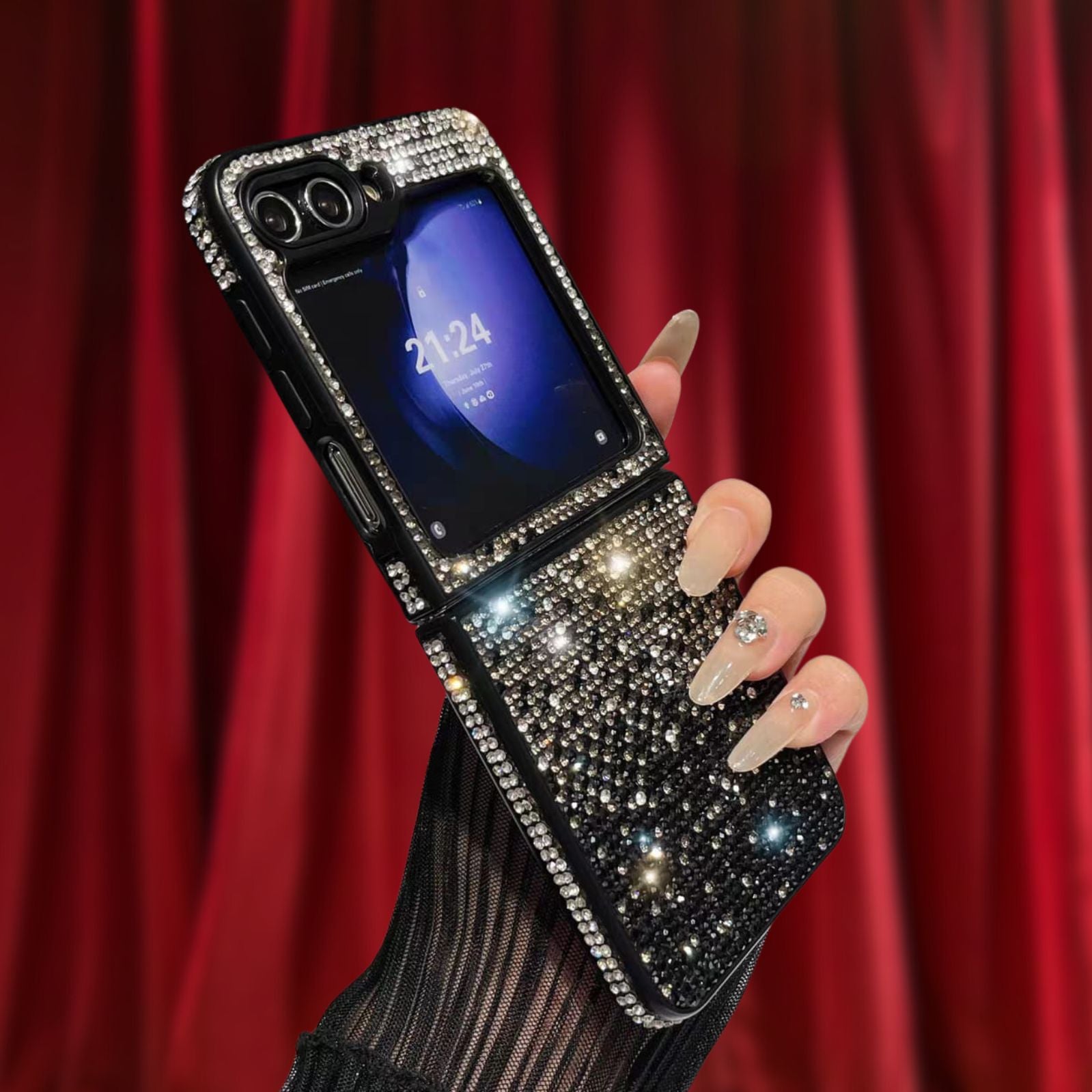 Samsung Galaxy Z Flip 5 Bling Gradient Rhinestones Cover - protective case detail