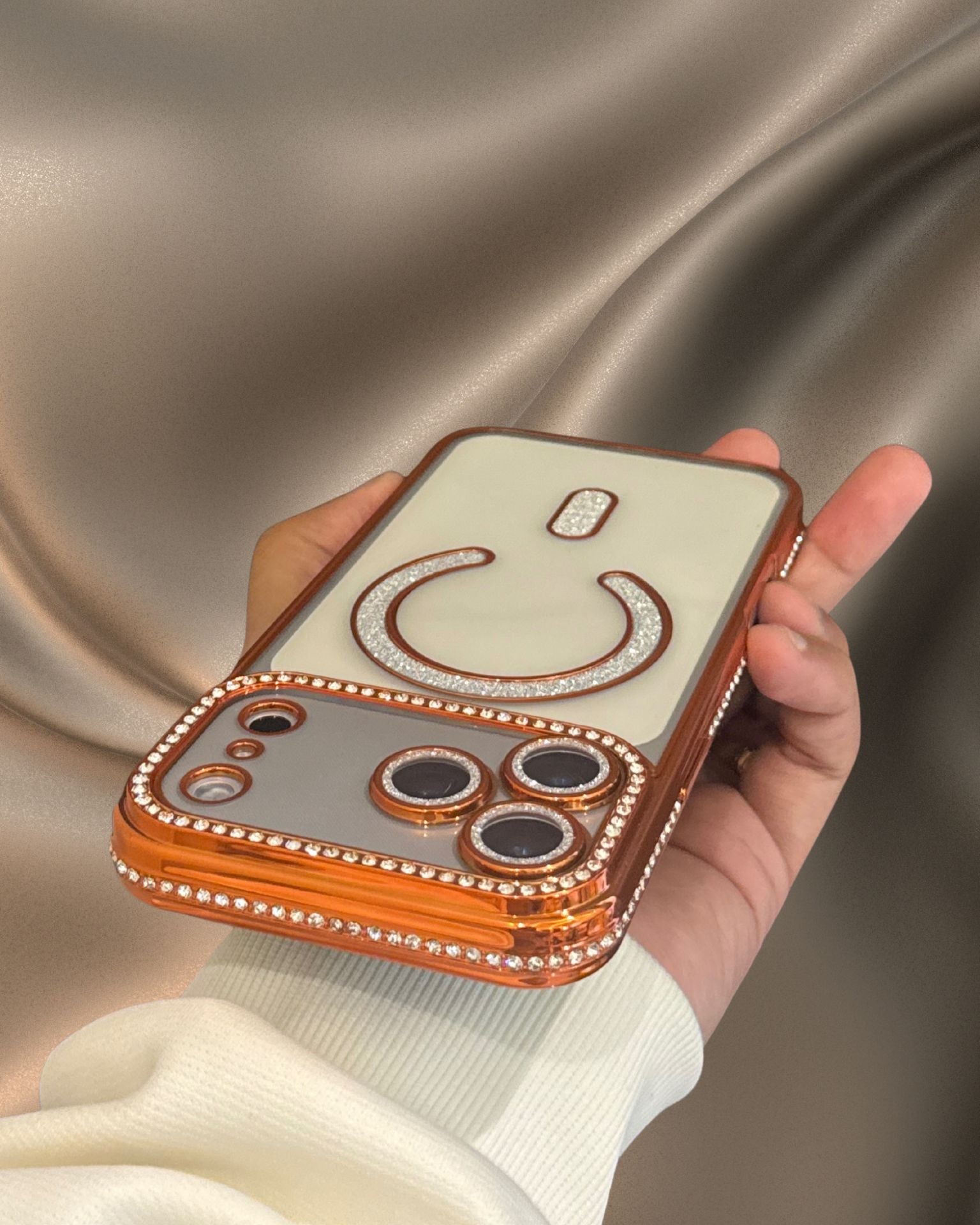 Luxury Orange Electroplated Diamond Rhinestones Cover iPhone cover – JustAndBest India