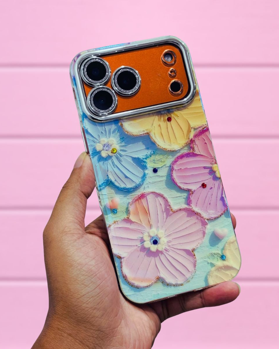 Cute Floral Glossy Glitter Cover iPhone cover – JustAndBest India
