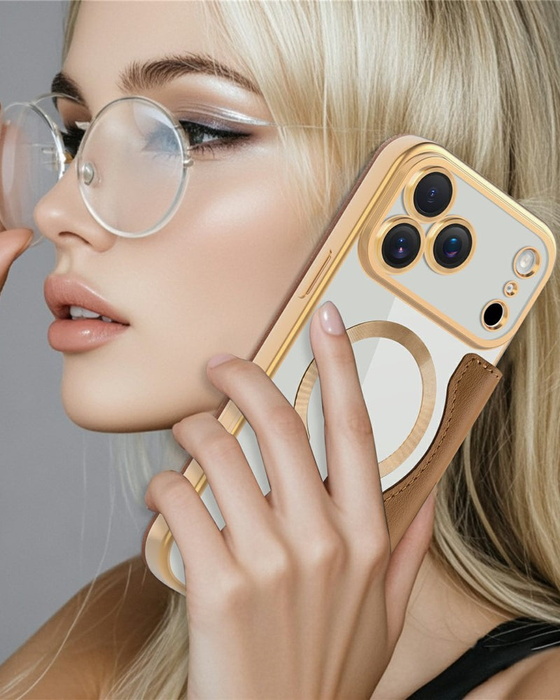Gold Electroplated Premium Leather Luxury Flip Cover iPhone cover – JustAndBest India