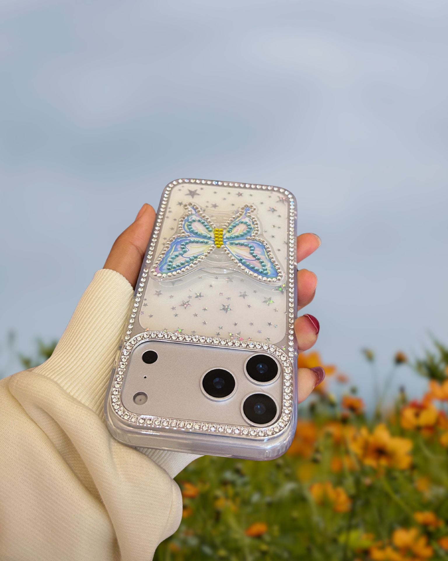 Butterfly Diamond Rhinestones Gripper Cover – phone accessory by JustAndBest India