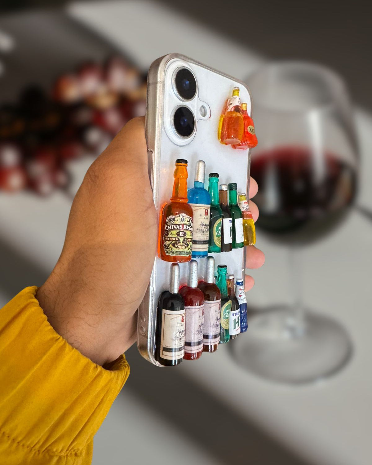 iPhone 16 Series 3D Wine Bottles Transparent Cover - protective case detail