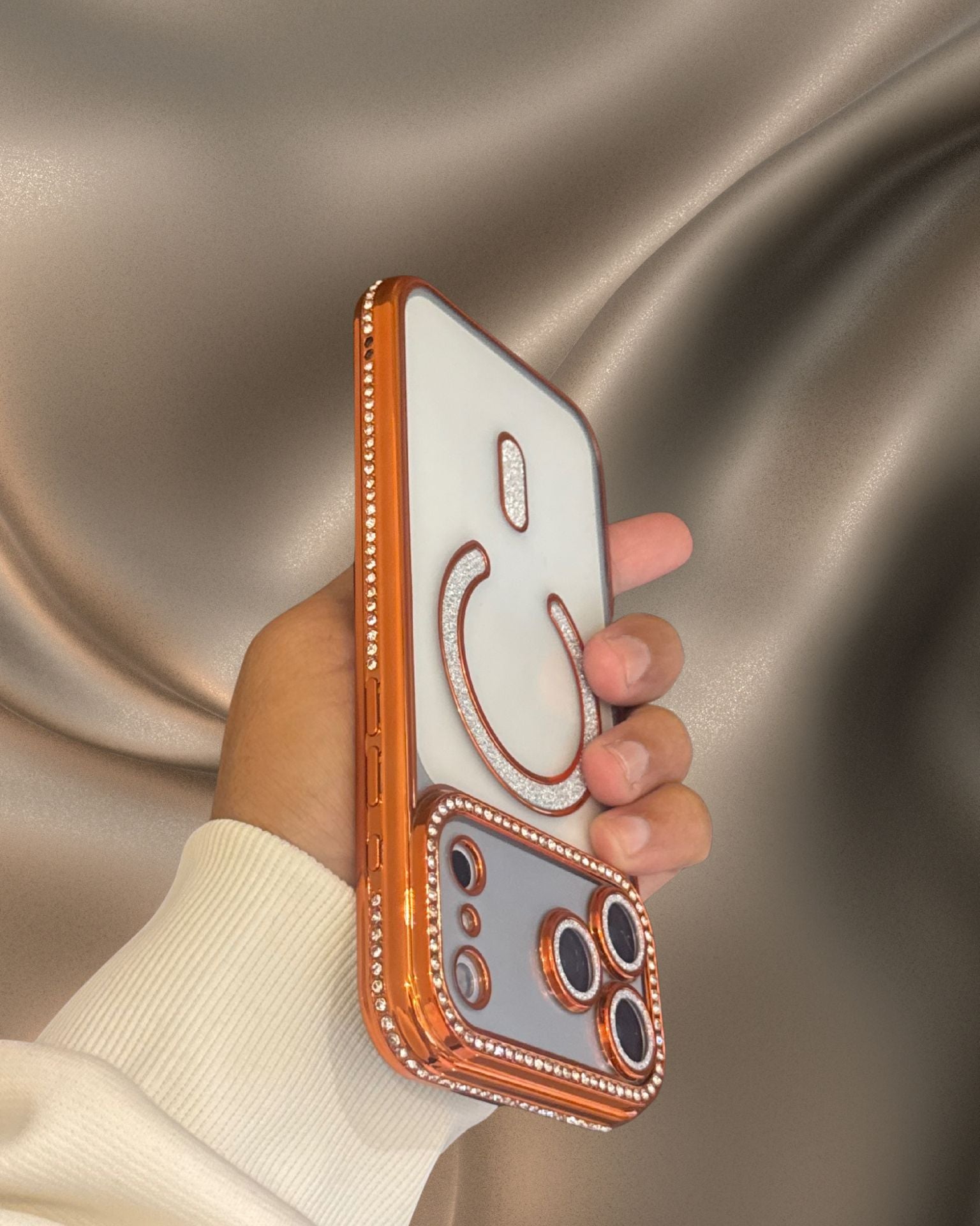 Luxury Orange Electroplated Diamond Rhinestones Cover iPhone cover – JustAndBest India