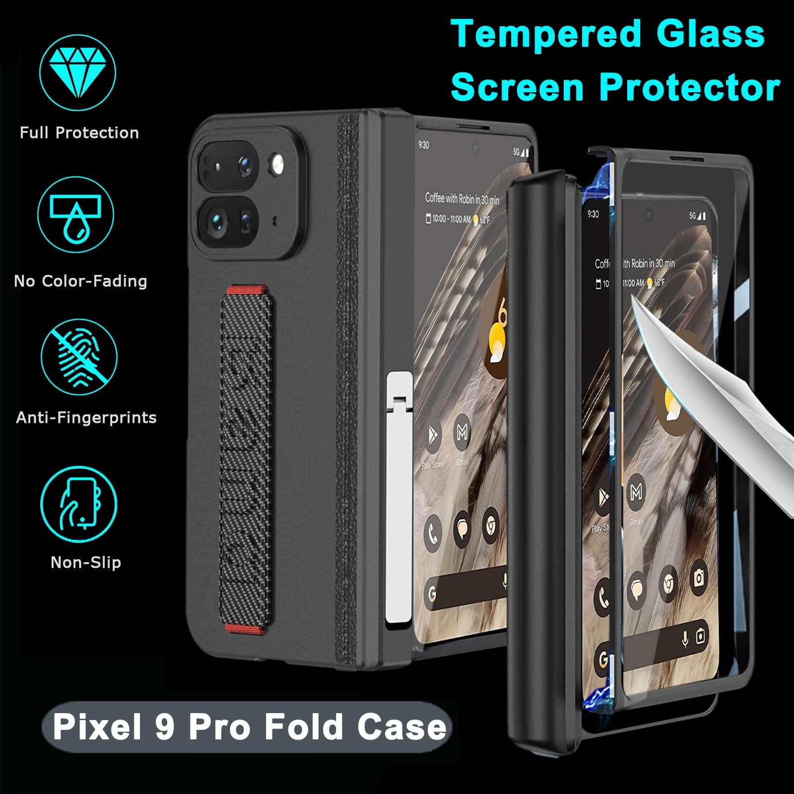 Jet Black Hand Strap Cover (with Front Glass) iPhone cover – JustAndBest India