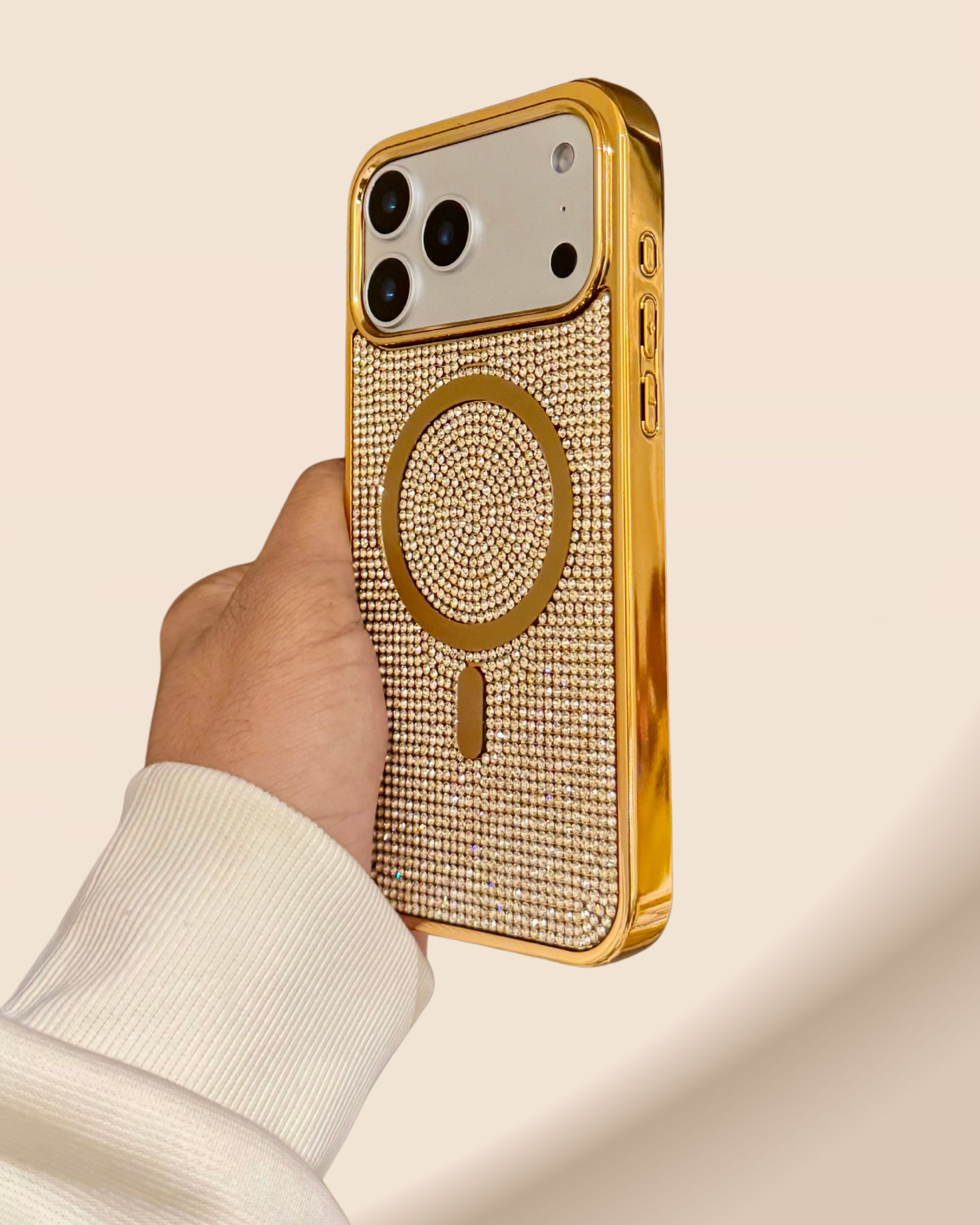 Royal Gold Diamond Rhinestones Luxury Cover iPhone cover – JustAndBest India