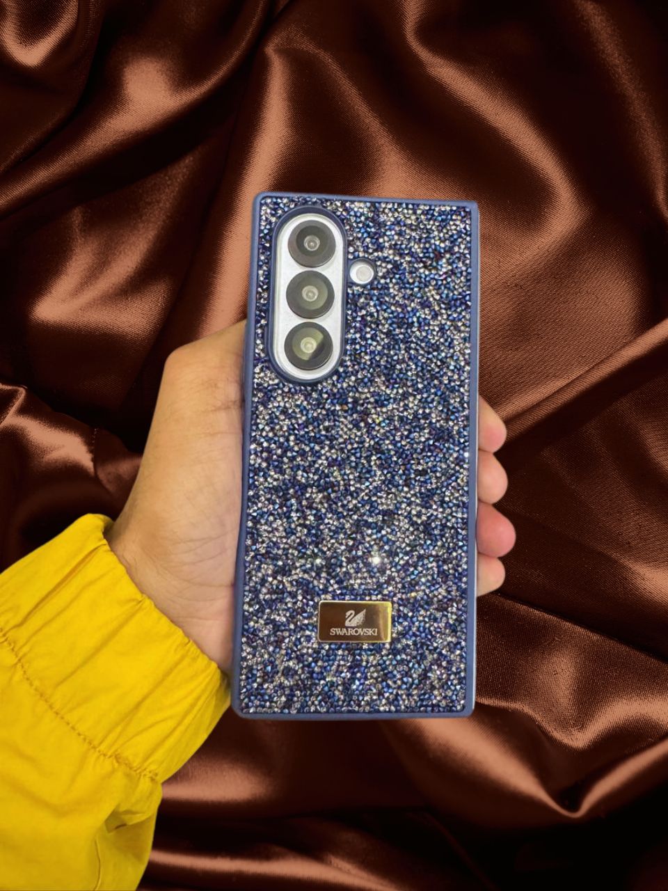 Samsung Galaxy Z Fold 3 Sapphire Blue Diamond Stones Cover - protective case detail