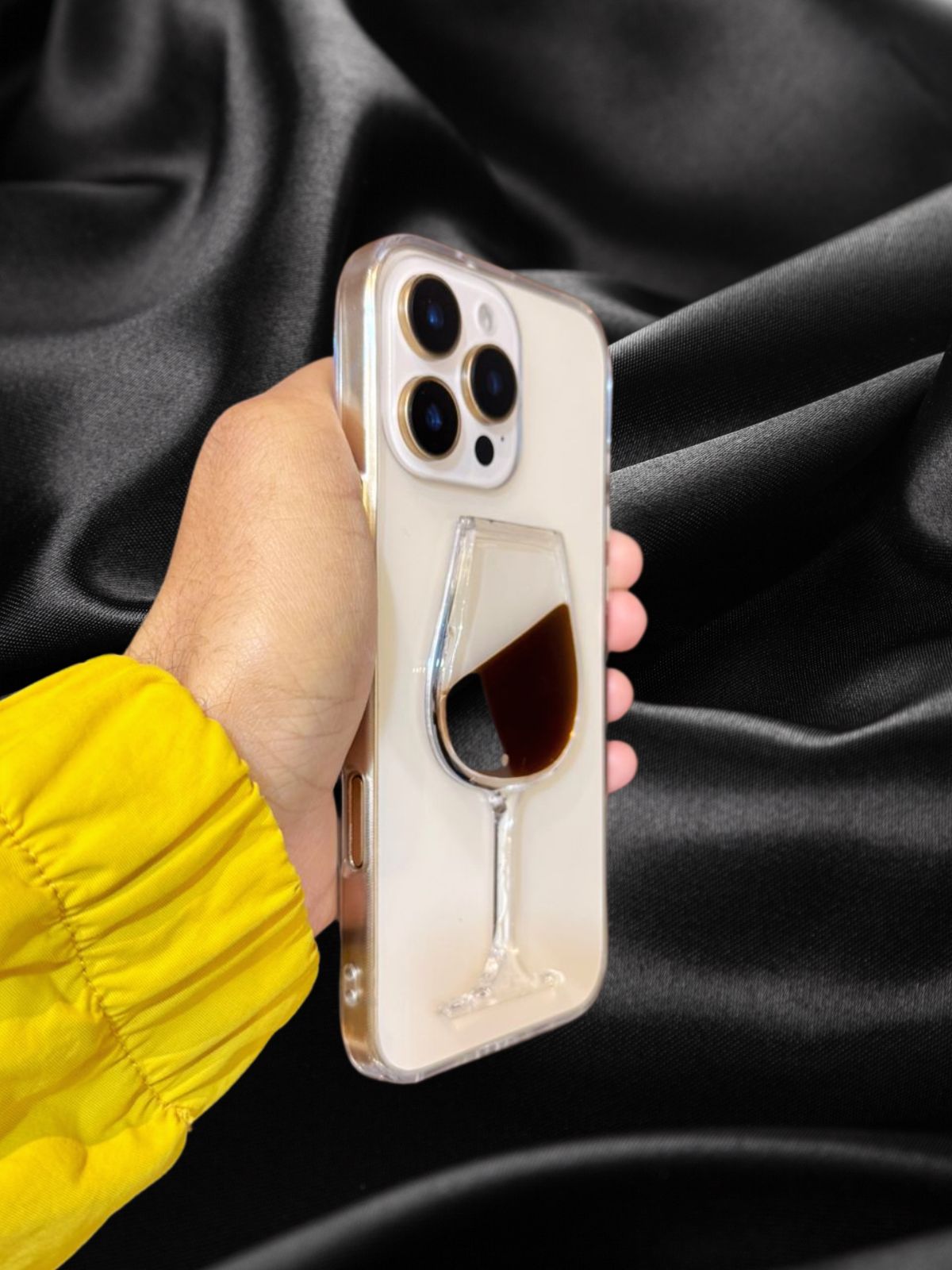 iPhone 16 Series Classy Wine Glass Transparent Cover - slim profile