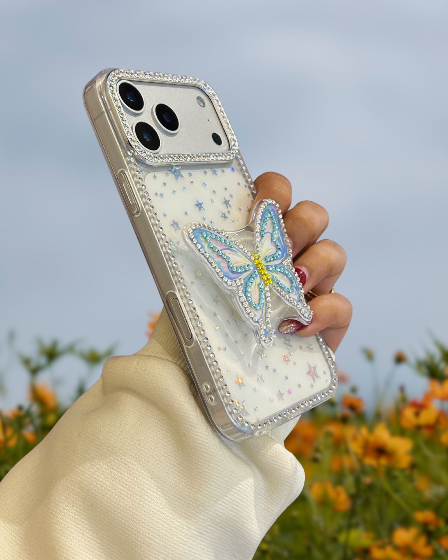 Butterfly Diamond Rhinestones Gripper Cover – phone accessory by JustAndBest India