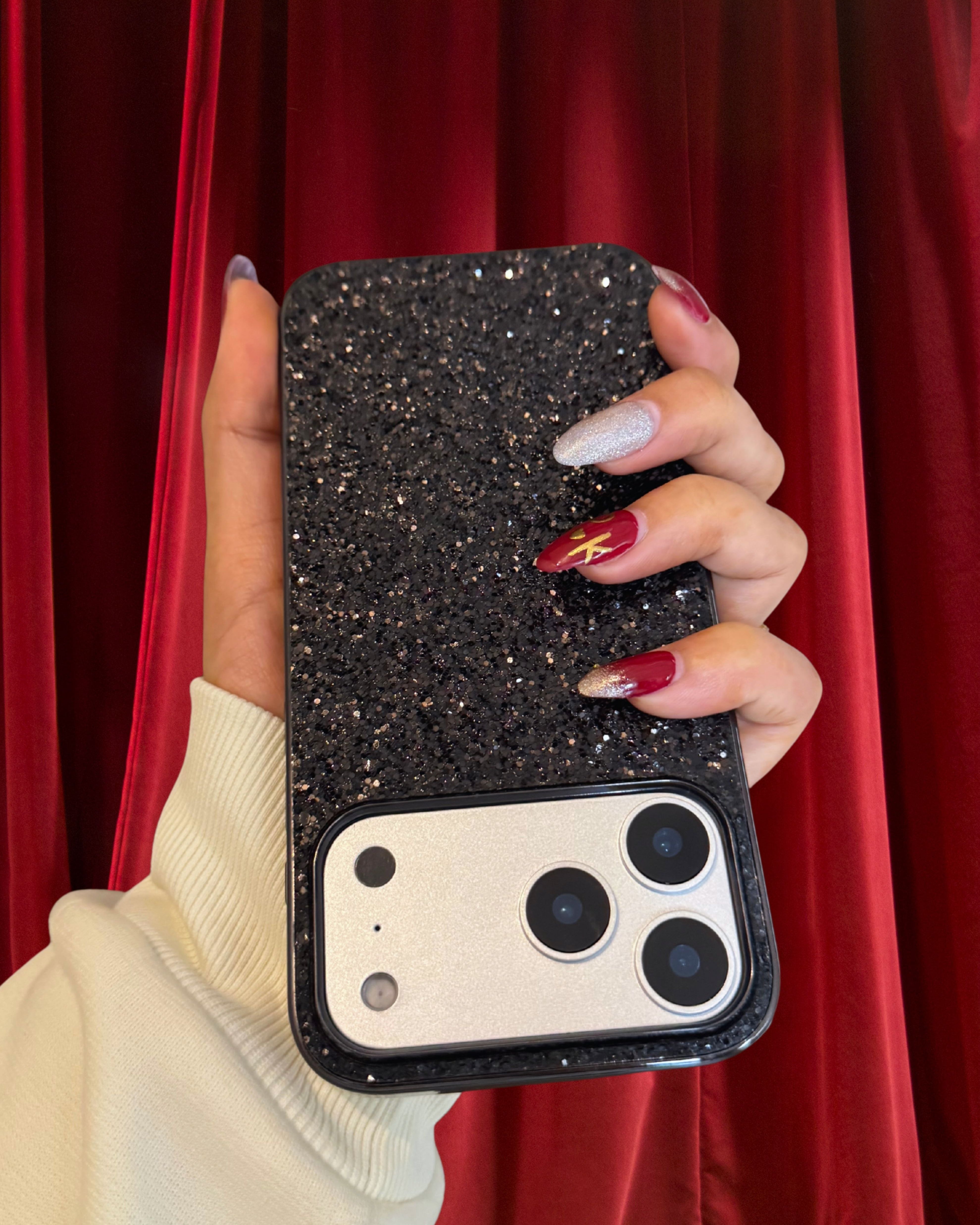 Midnight Black Glitter Bling Sequin Cover iPhone cover – JustAndBest India