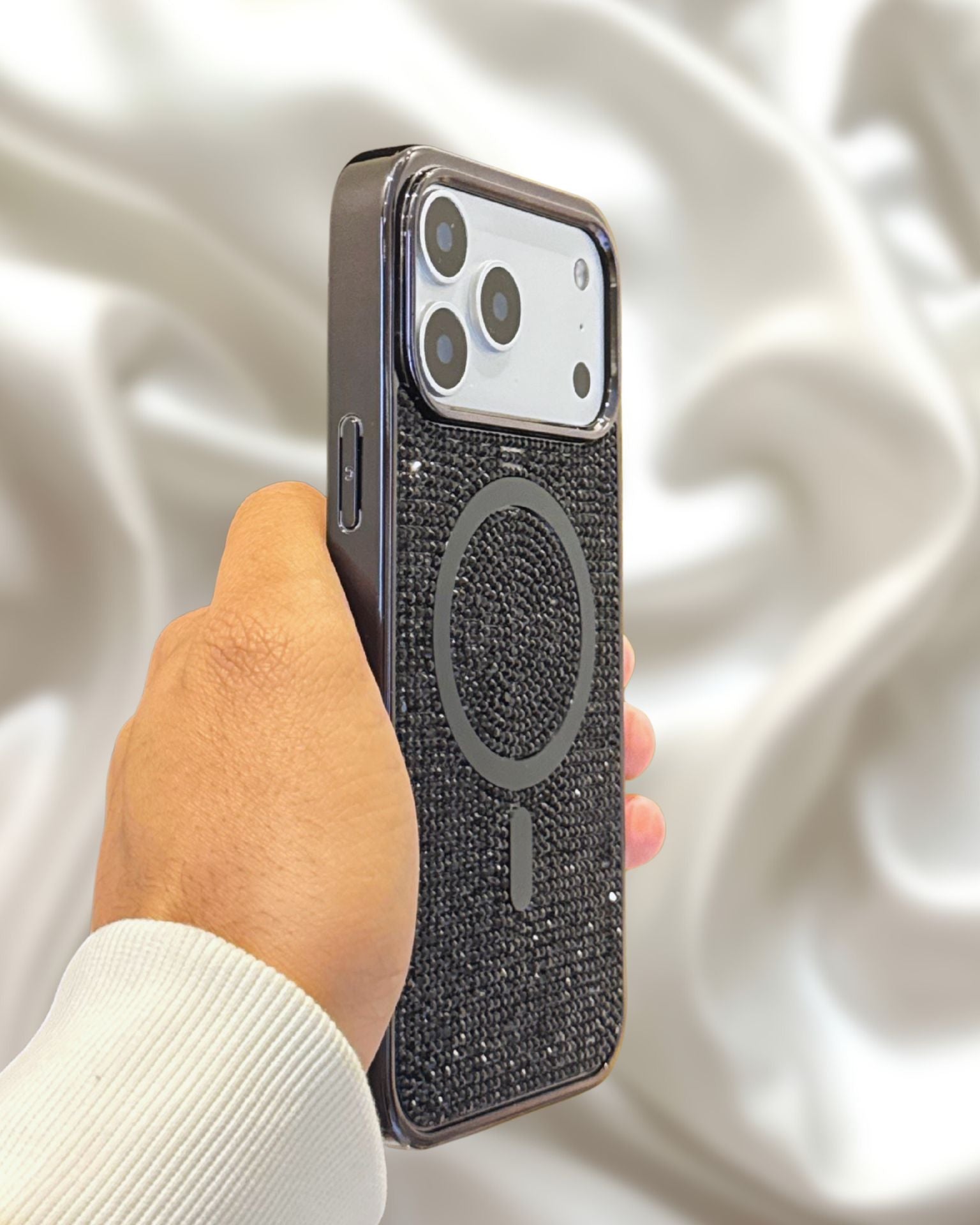 Onyx Black Diamond Rhinestones Luxury Cover iPhone cover – JustAndBest India