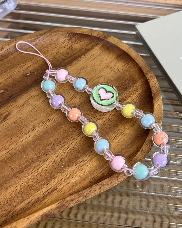 Heart Colorful Beads Lanyard - slim profile