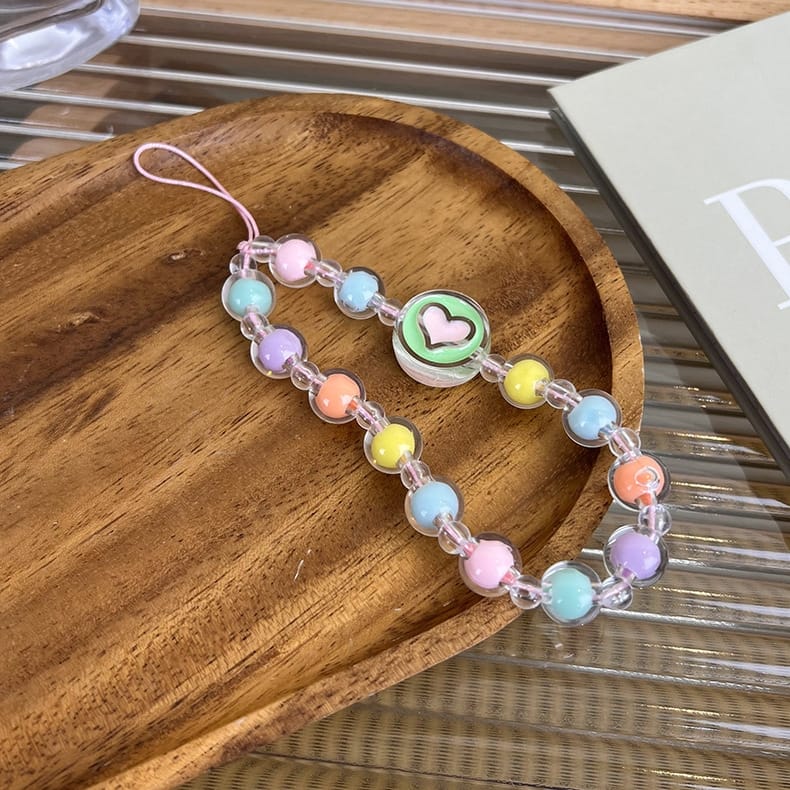 Heart Colorful Beads Lanyard - slim profile