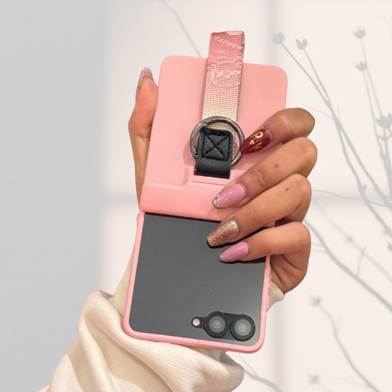 Samsung Galaxy Z Flip 7 Pink Matte Strap Cover() - phone case