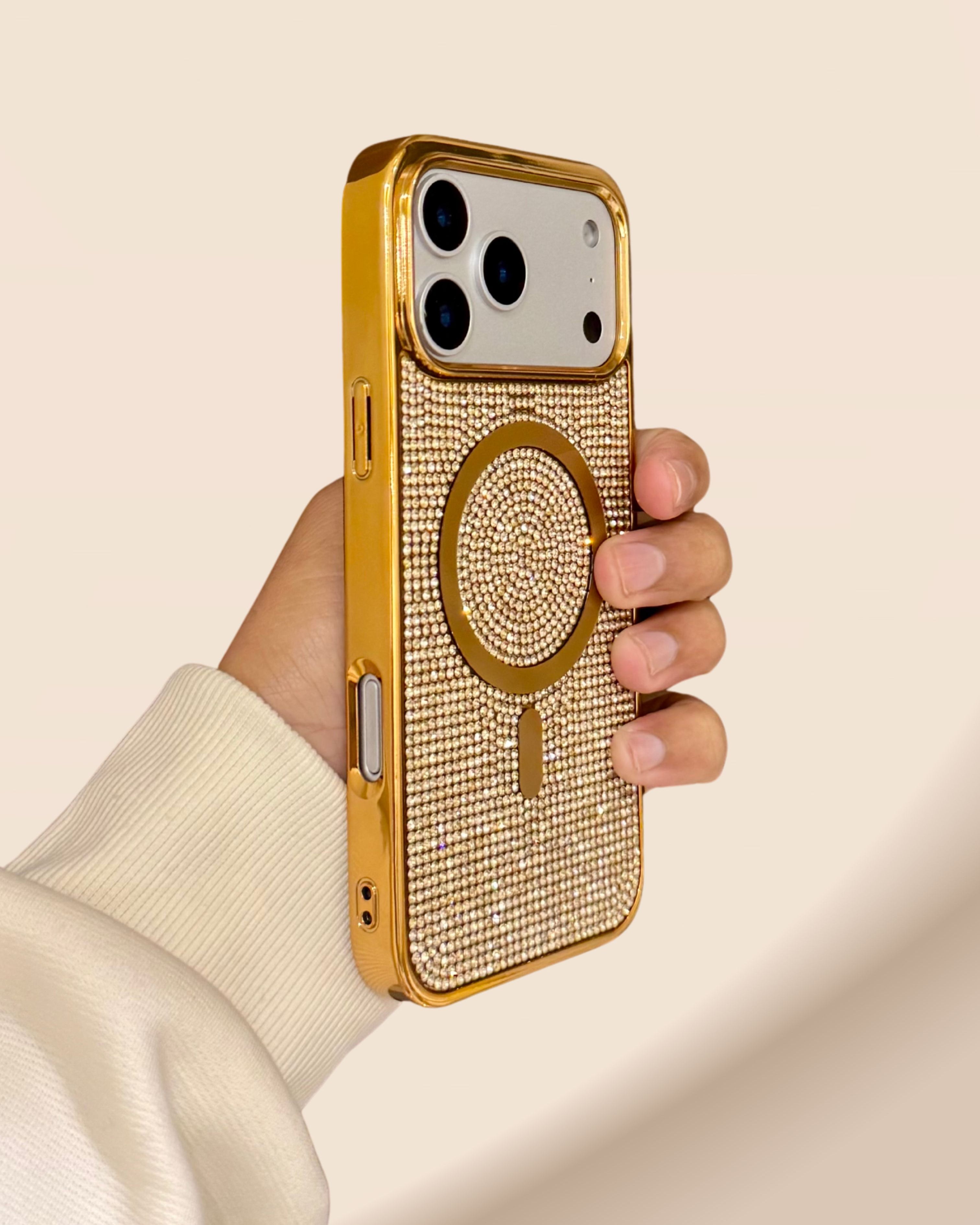 Royal Gold Diamond Rhinestones Luxury Cover iPhone cover – JustAndBest India