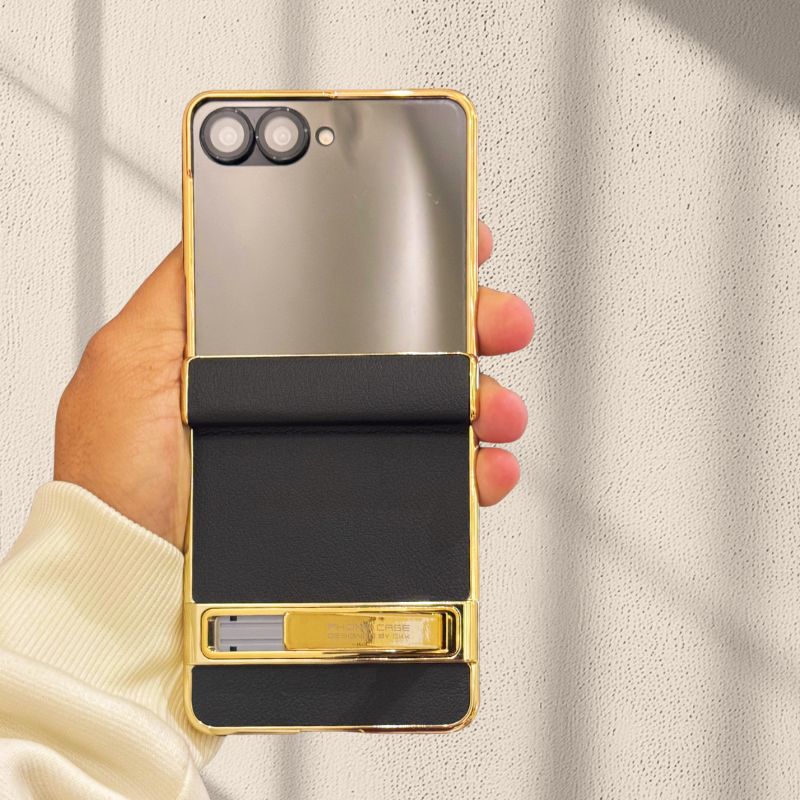 Premium Leather Kickstand Luxury Cover(with Front Glass) – phone accessory by JustAndBest India
