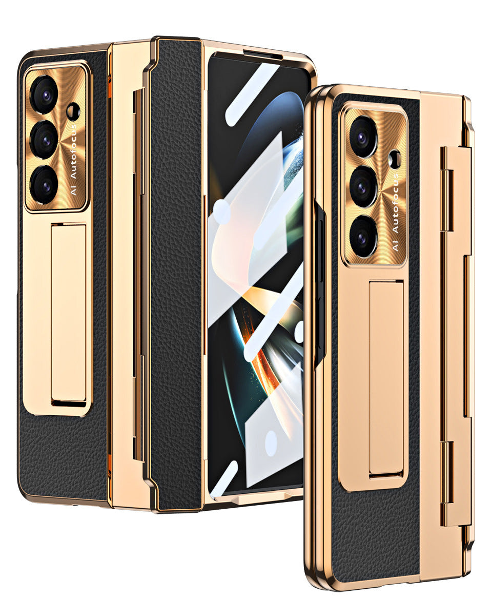 Samsung Galaxy Z Fold 6 Champagne Gold Electroplated Leather Cover - phone case
