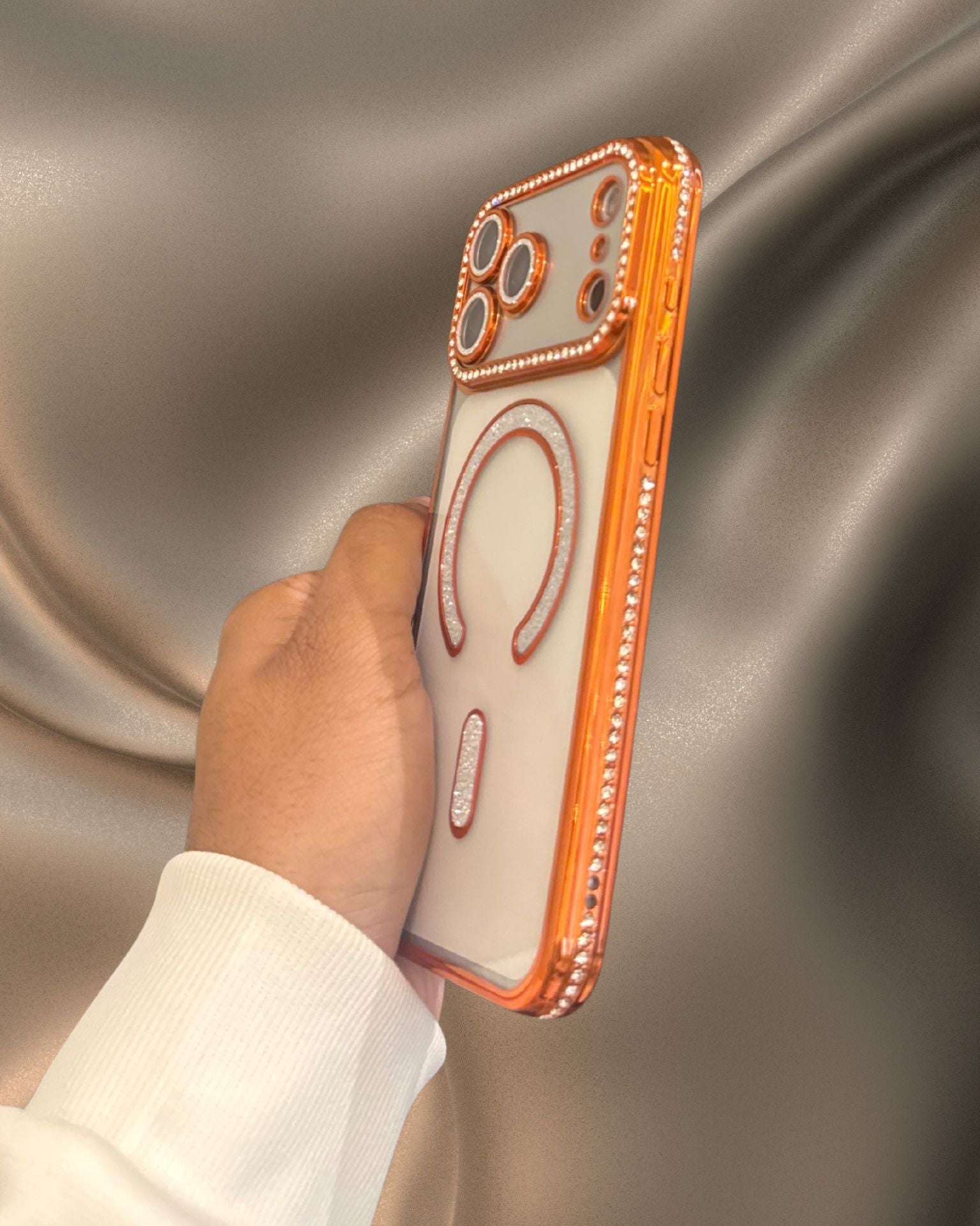 Luxury Orange Electroplated Diamond Rhinestones Cover iPhone cover – JustAndBest India