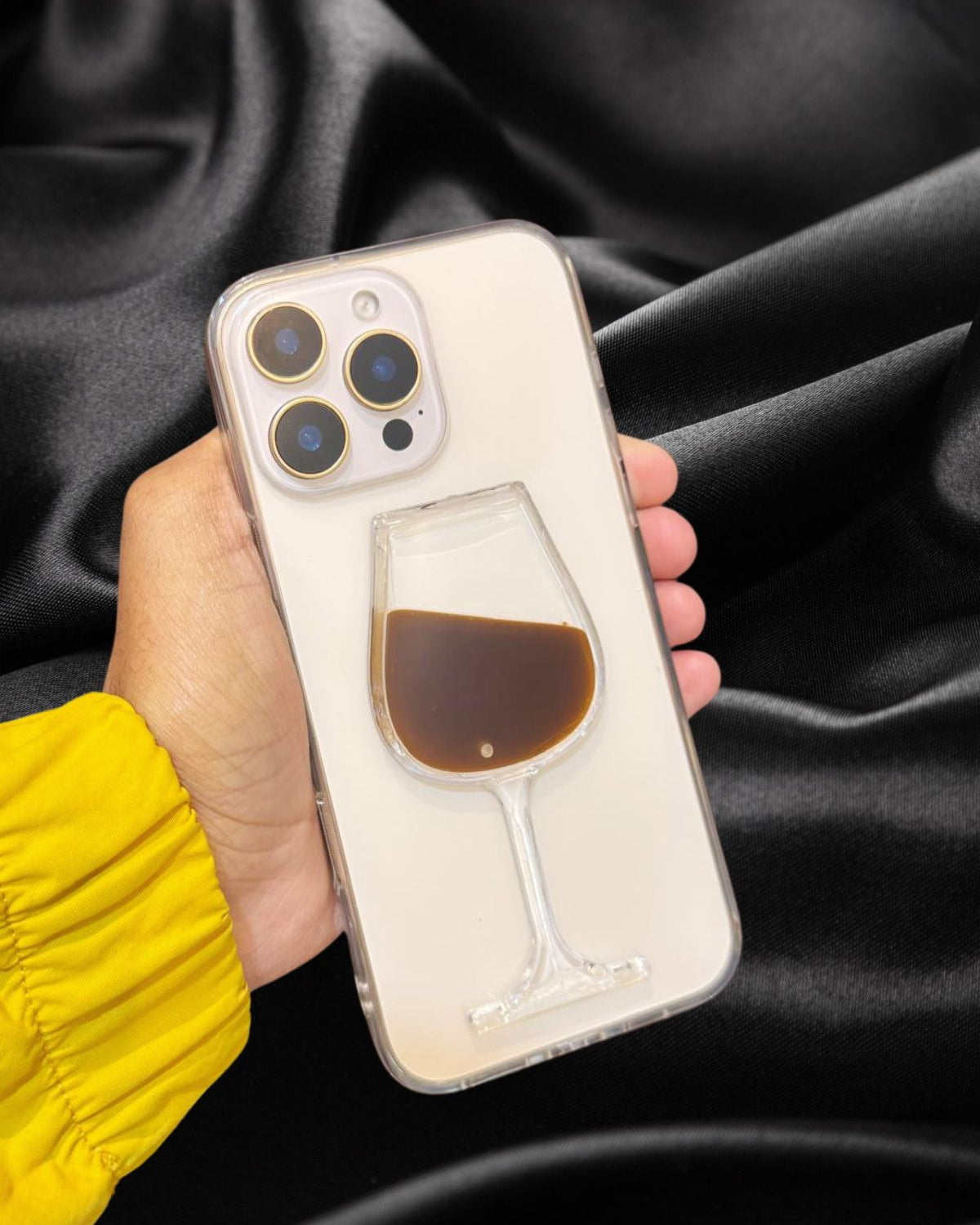 iPhone 16 Series Classy Wine Glass Transparent Cover - lifestyle