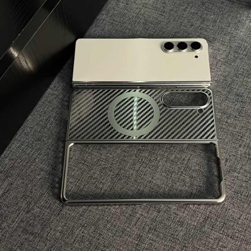 Samsung Galaxy Z Fold 3 Silver Electroplated Matte Transparent Case - protective case detail