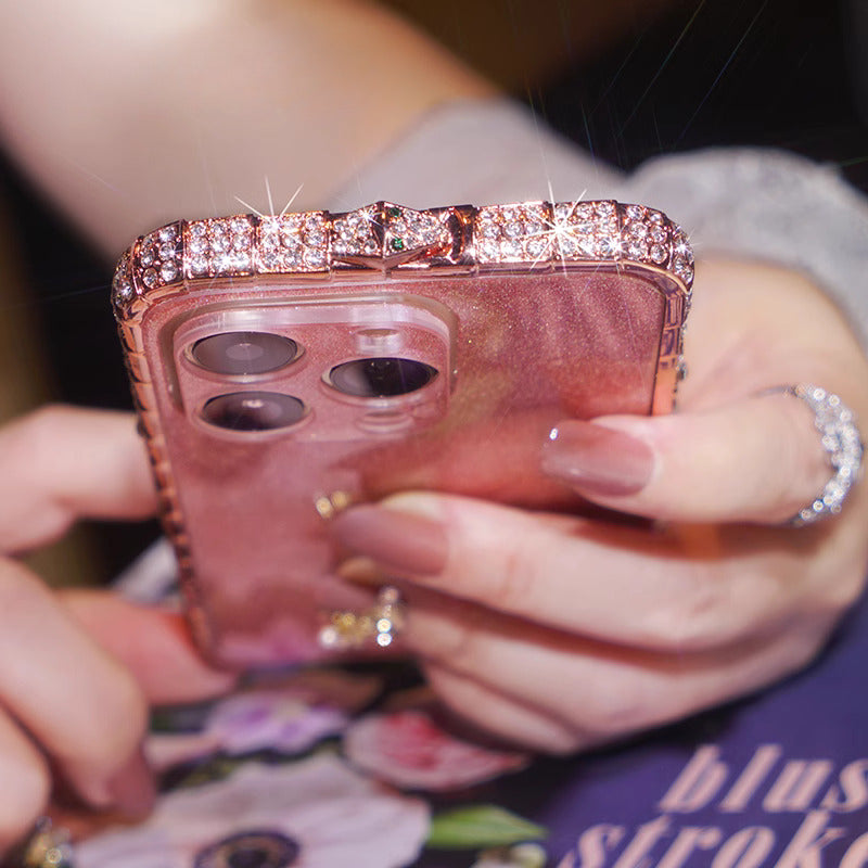 iPhone 16 Series Diamond Rhinestones Metallic Bumper Cover - case features