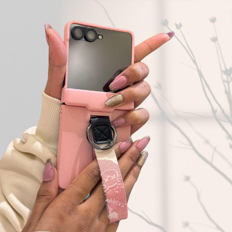 Samsung Galaxy Z Flip 7 Pink Matte Strap Cover() - slim profile
