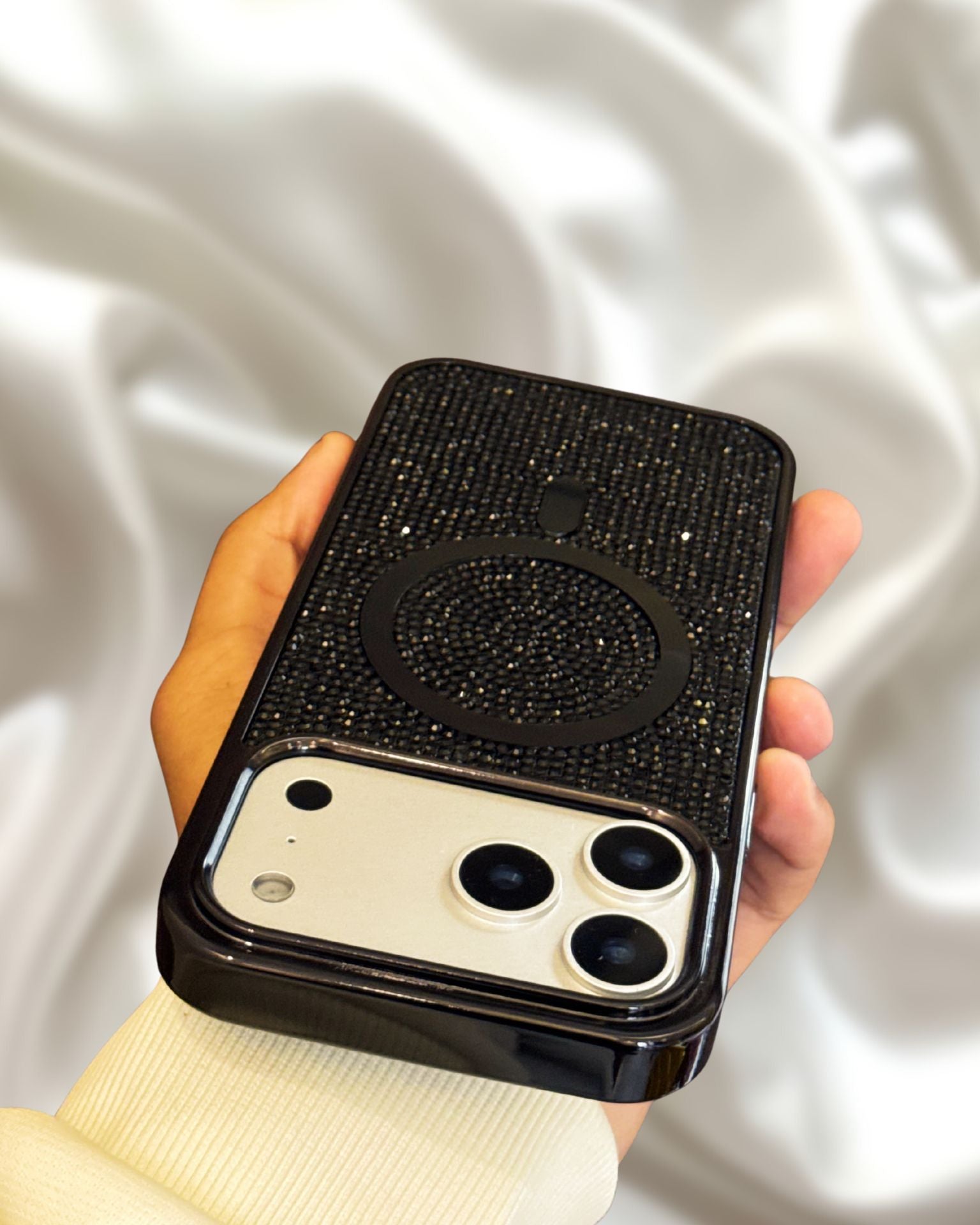 Onyx Black Diamond Rhinestones Luxury Cover iPhone cover – JustAndBest India