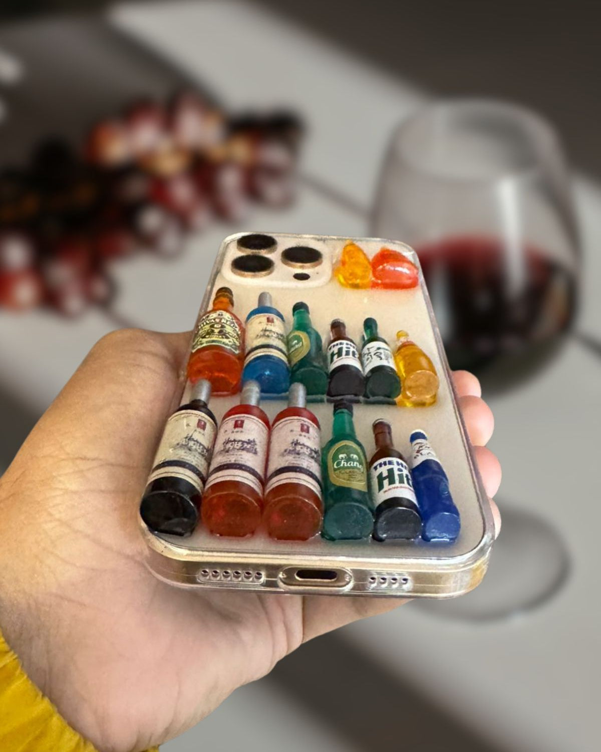 iPhone 16 Series 3D Wine Bottles Transparent Cover - colour options