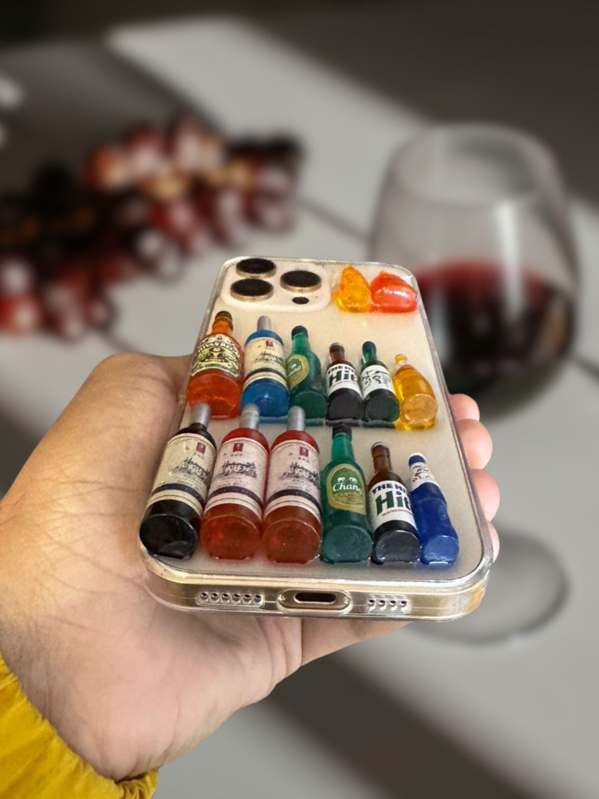 iPhone 16 Series 3D Wine Bottles Transparent Cover - colour options