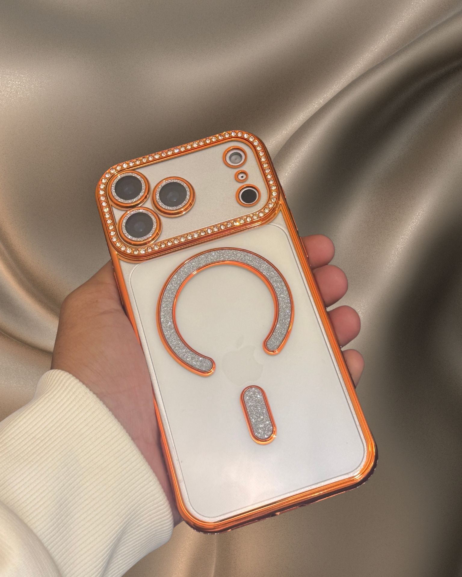 Luxury Orange Electroplated Diamond Rhinestones Cover iPhone cover – JustAndBest India