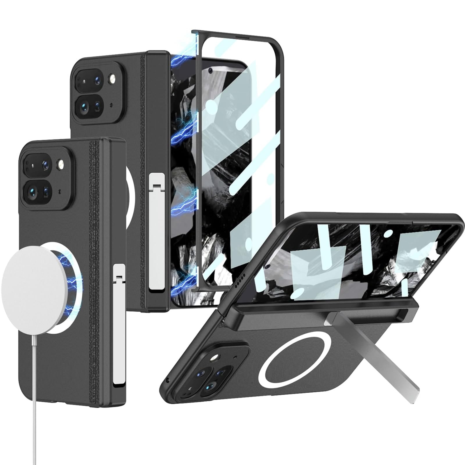 Jet Black MagSafe Kickstand Cover (with Front Glass) – phone accessory by JustAndBest India